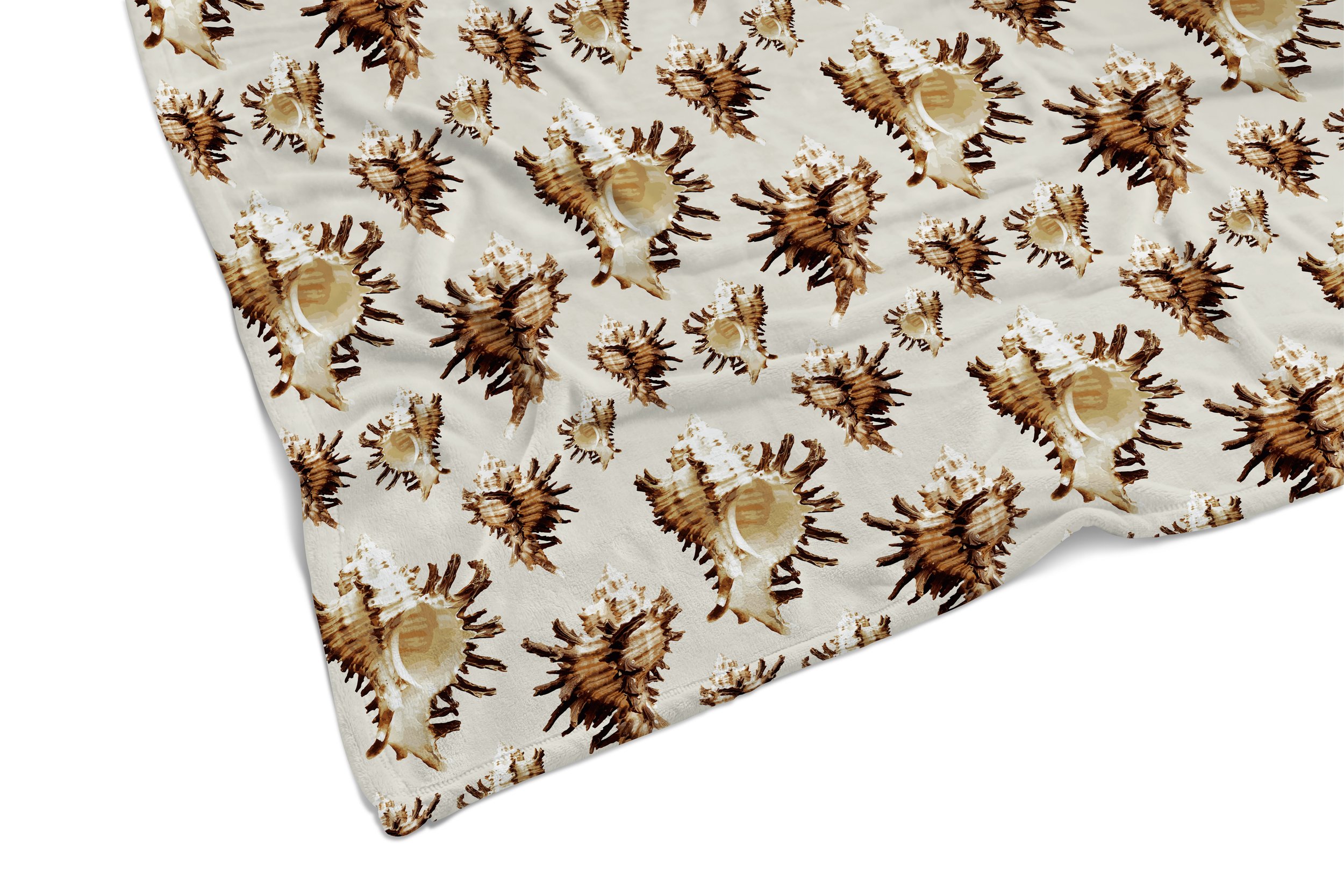 Spiky Conches (on Light Grayish Yellow) - Fleece Blanket Corner Close-Up.jpg