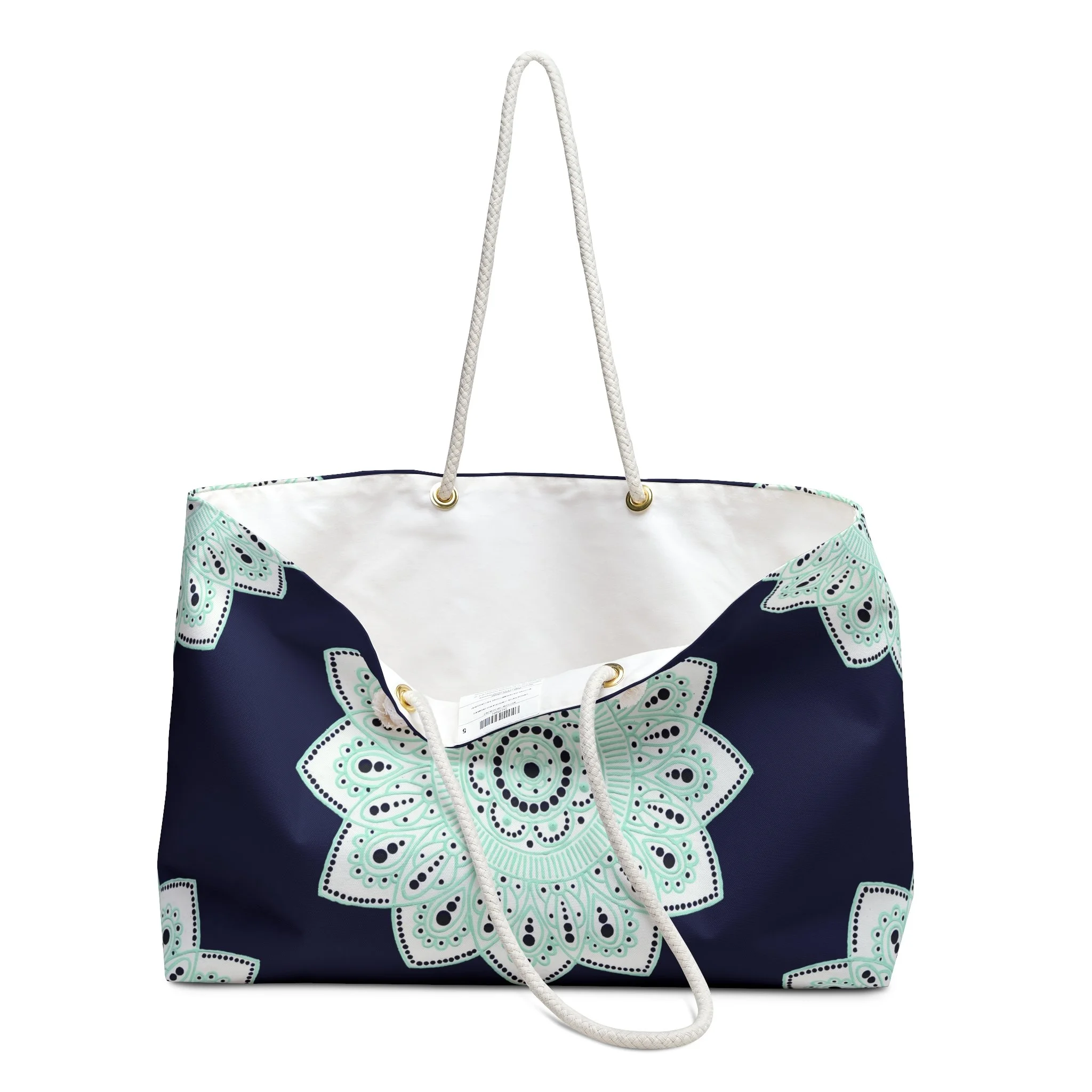 Seafoam Mandala by Erin Witters - Weekender Rope Tote Open.png