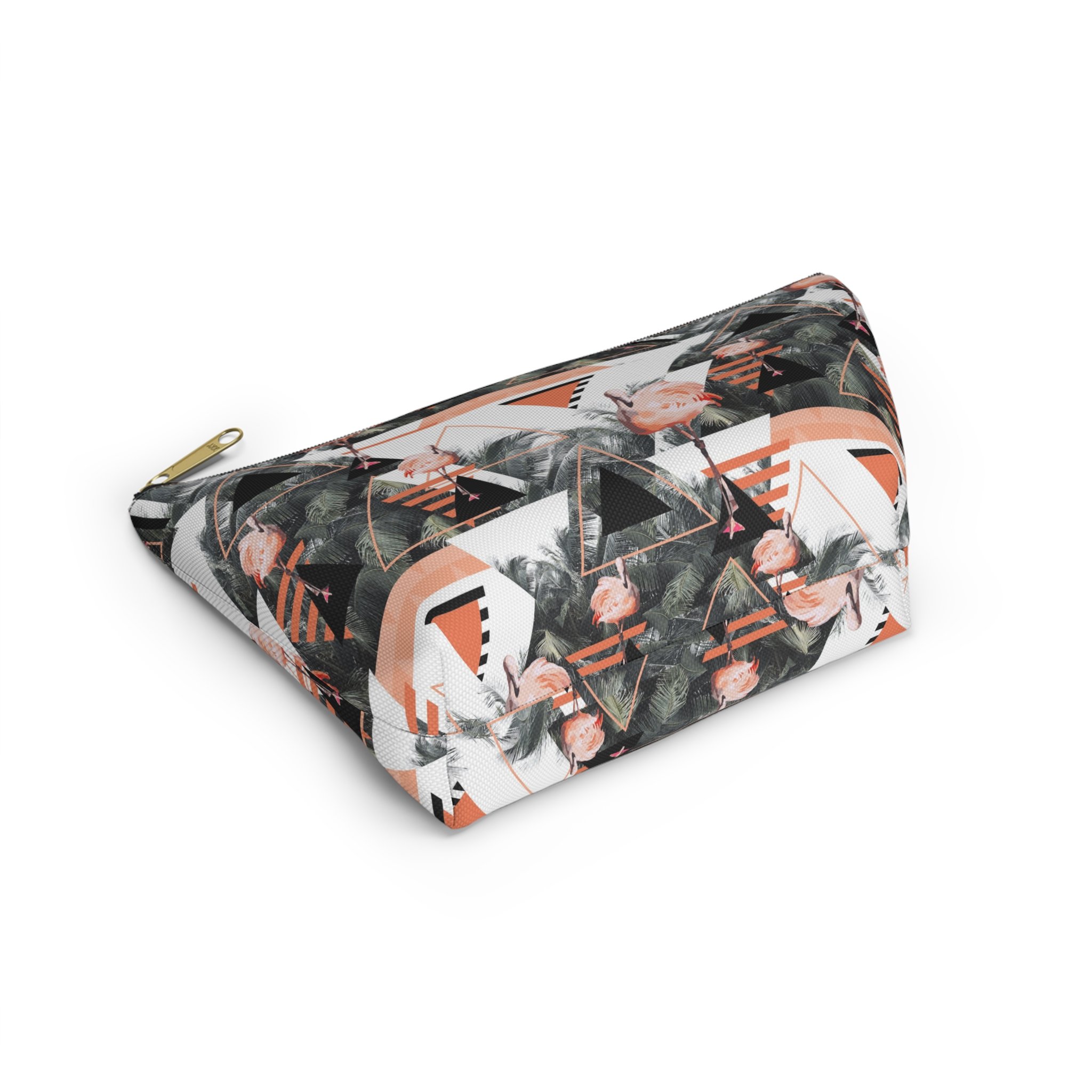 Black Beach Flamingos - T-Bottom Accessory Pouch (Small) Bottom.png
