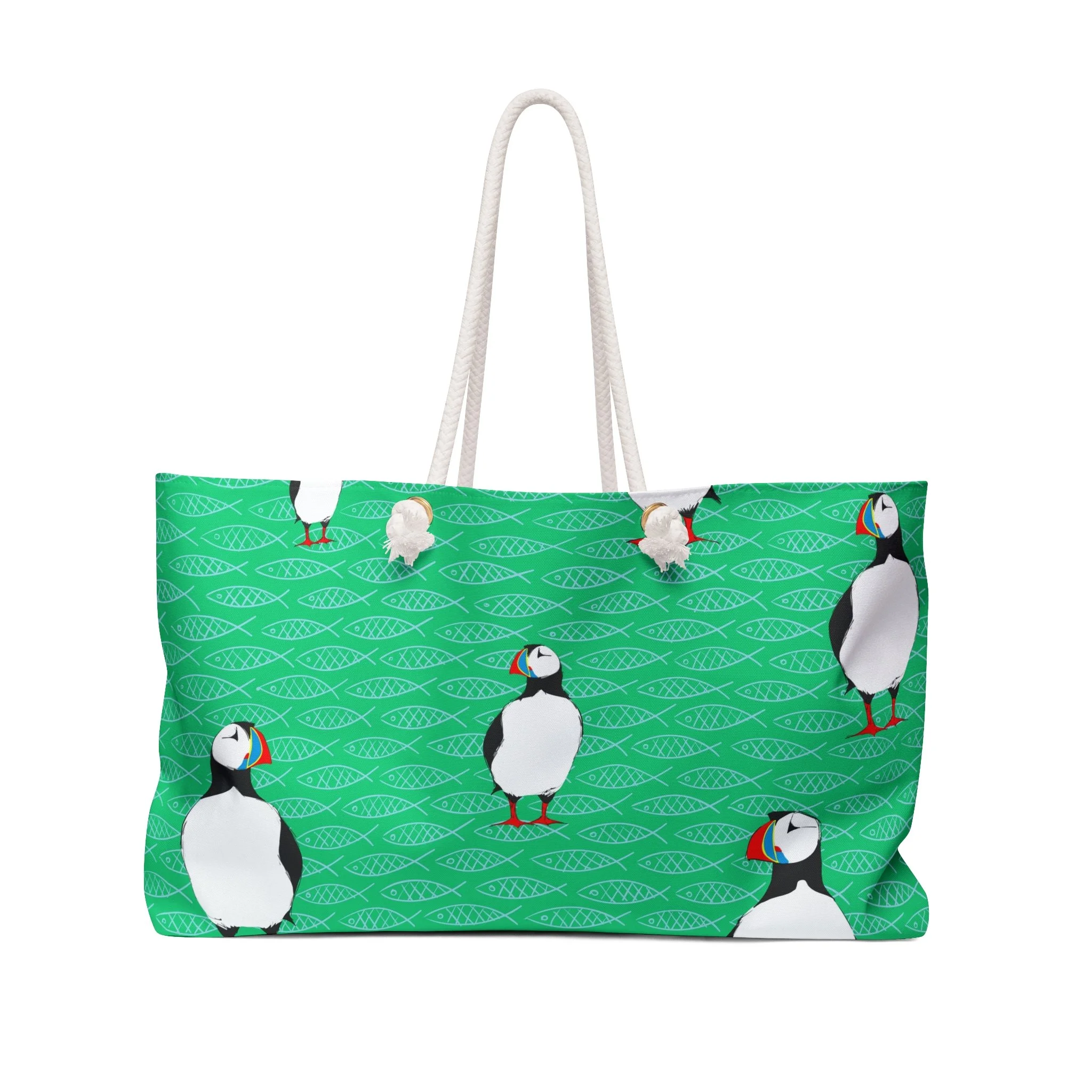 Puffins and Fish by Elisabeth Maurland - Weekender Tote