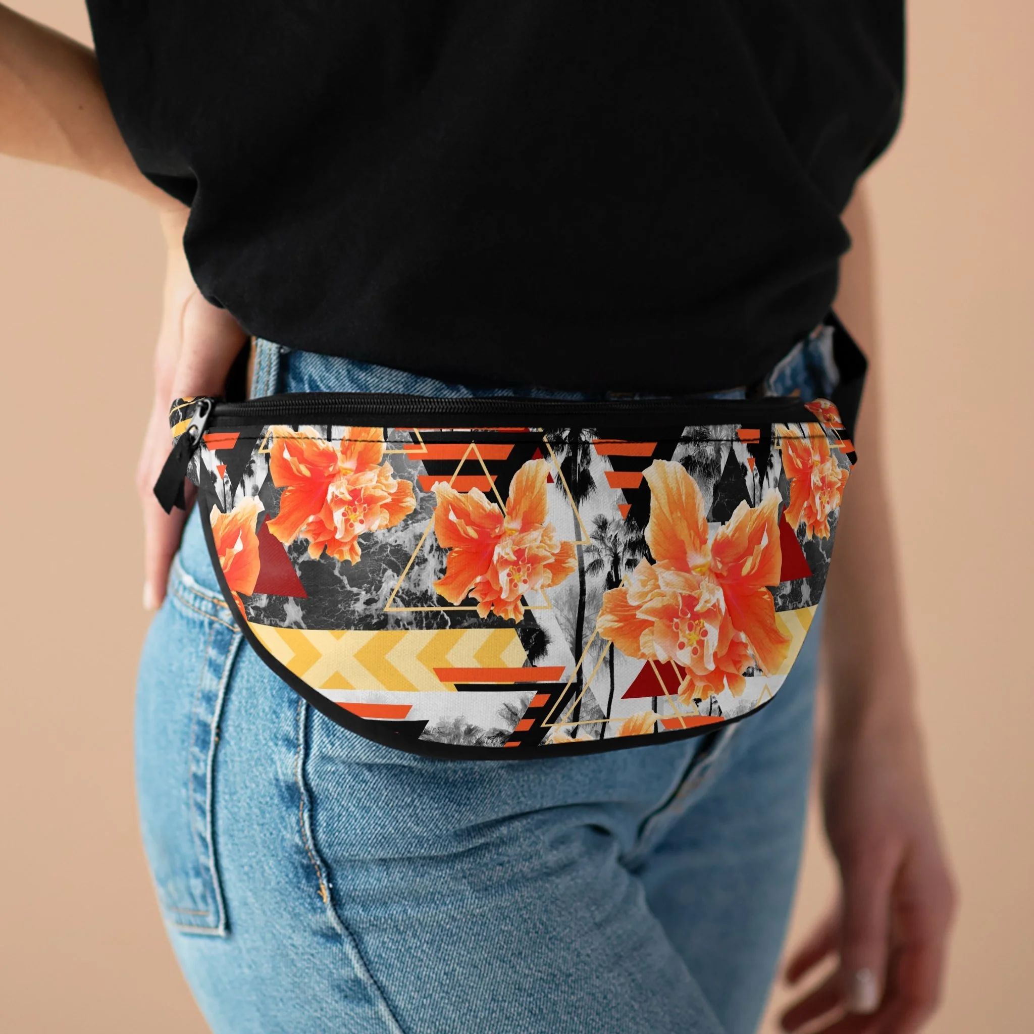 Wild Orange Hibiscus - Fanny Pack - Lifestyle Woman.png