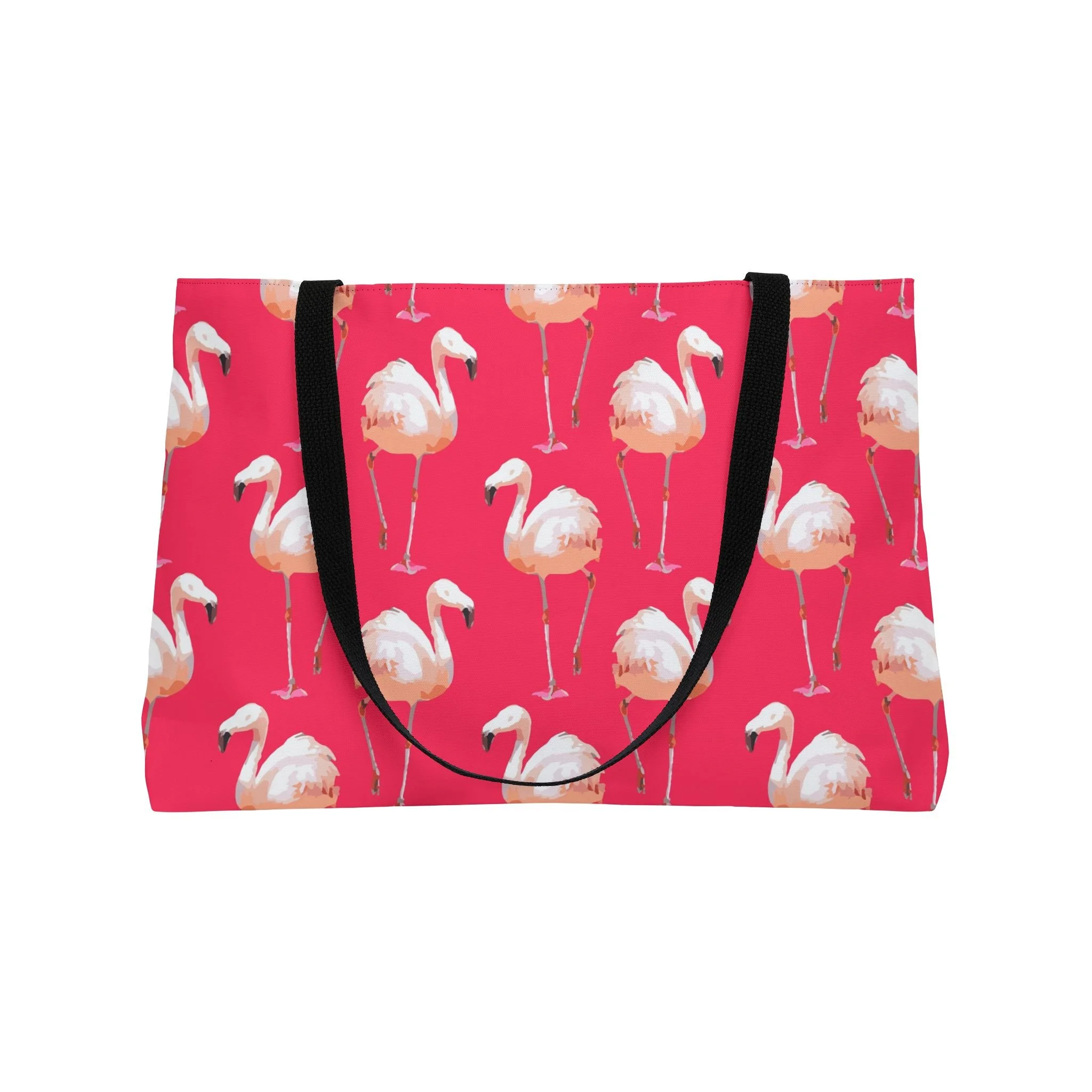 Walking Flamingos (Rose) - Weekender Bag Front Open.png