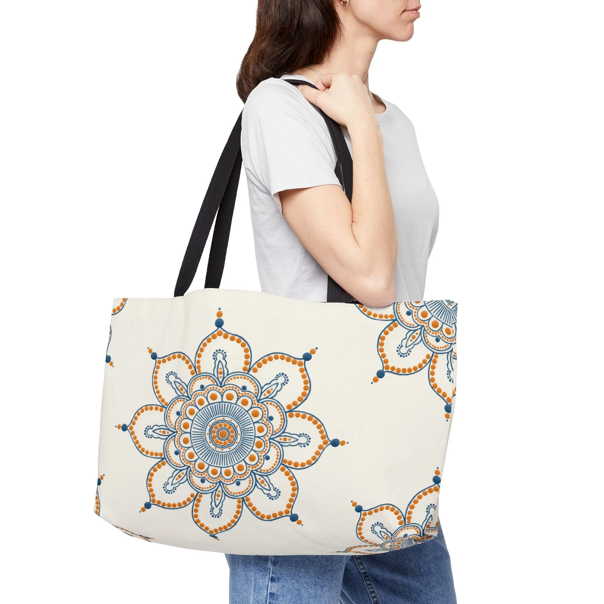 Orange Mandala by Erin Witters - Weekender Tote Context 2.png
