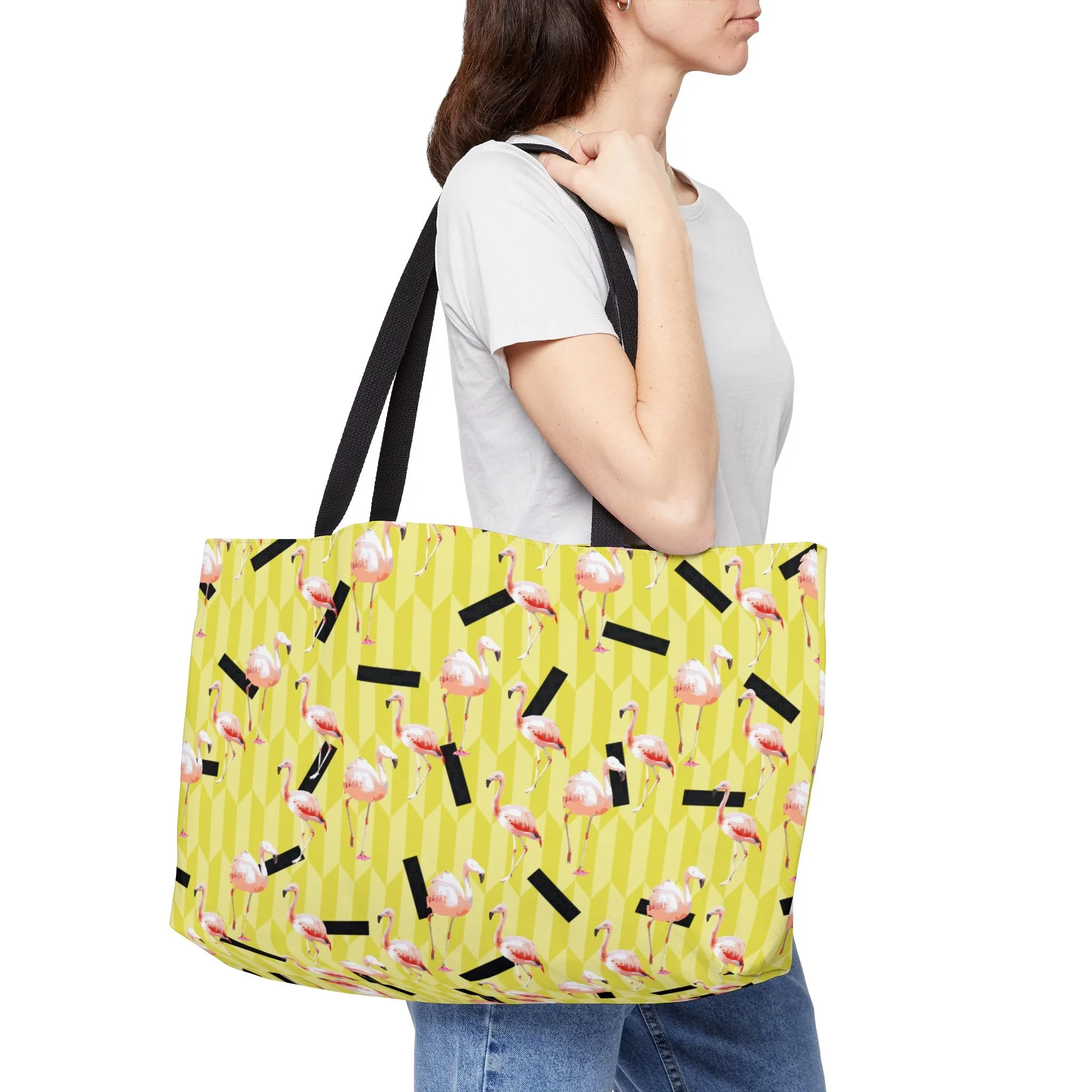 Lemon Flamingos - Weekender Bag Context 2.png