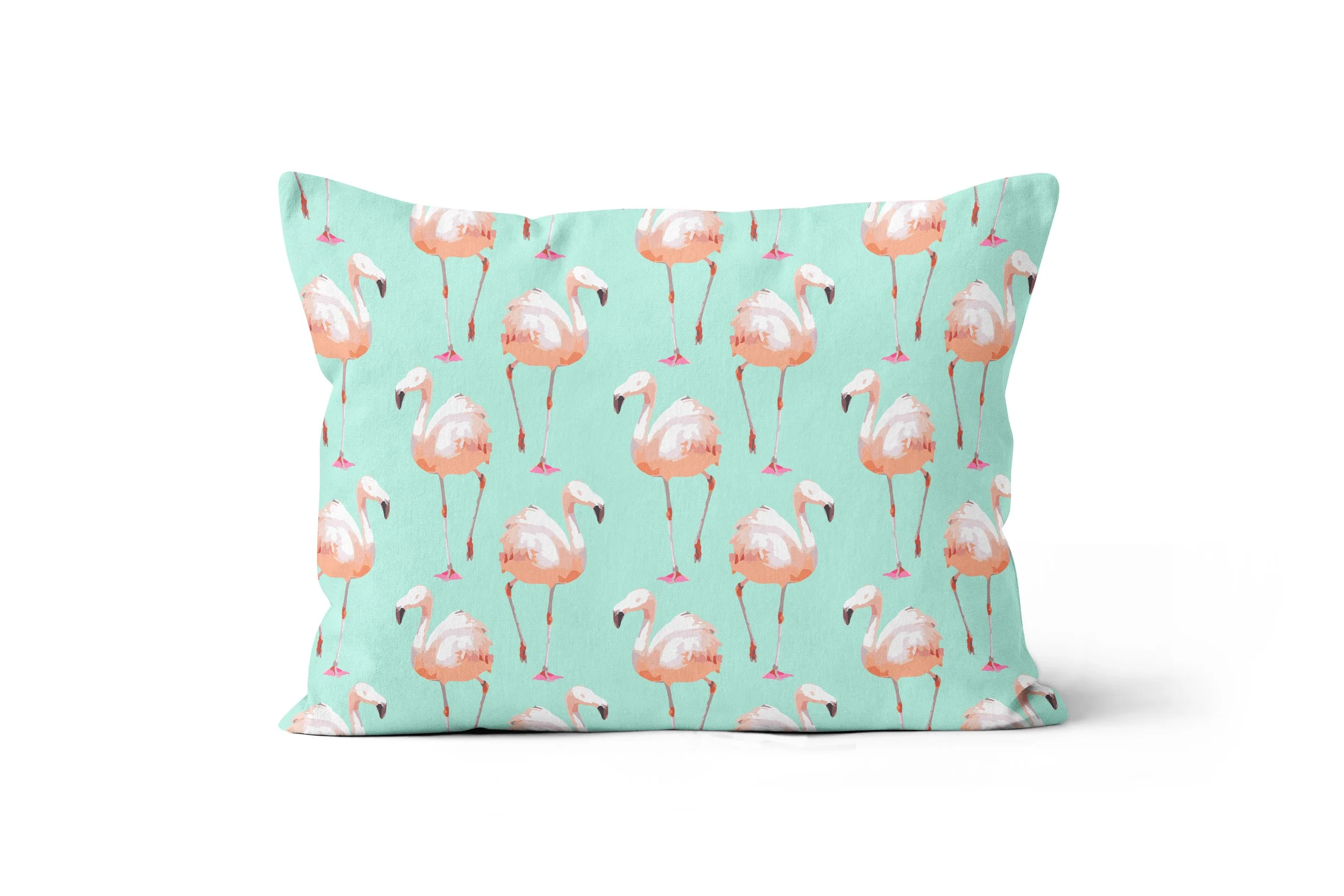 Walking Flamingos (Sea Foam) - Boudoir Pillow