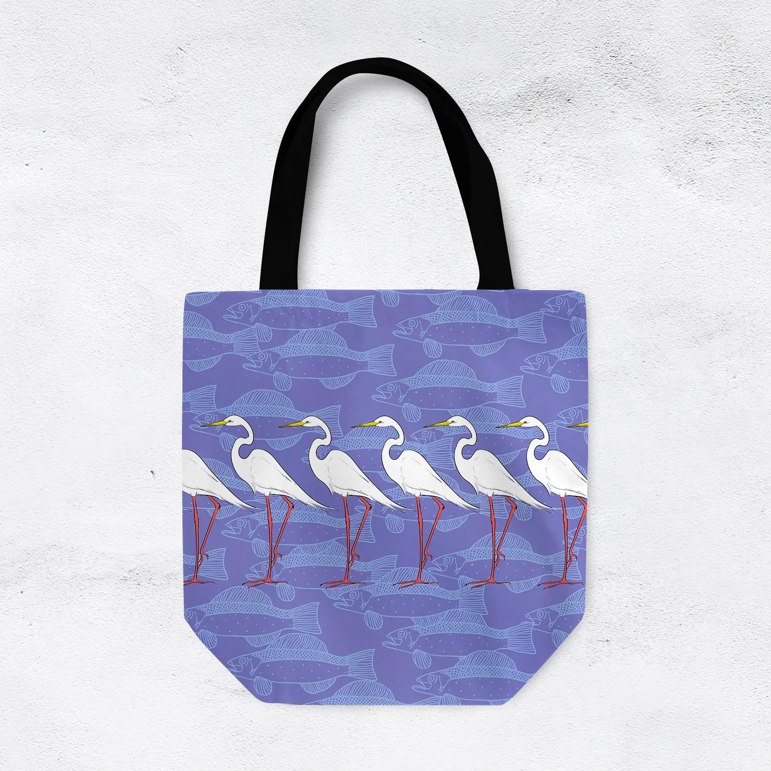 Egrets and Fish by Elisabeth Maurland - Tote Bag