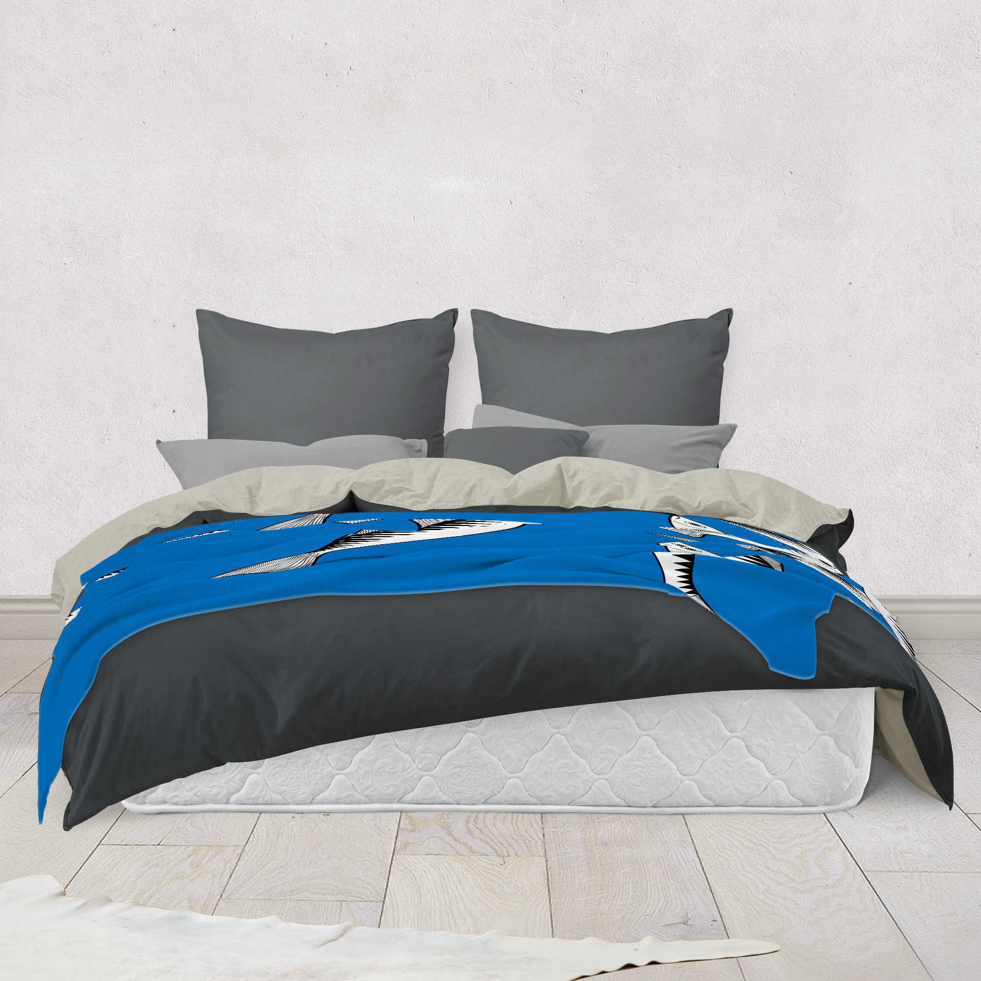 Crowding Mackerel by Elisabeth Maurland - Fleece Blanket