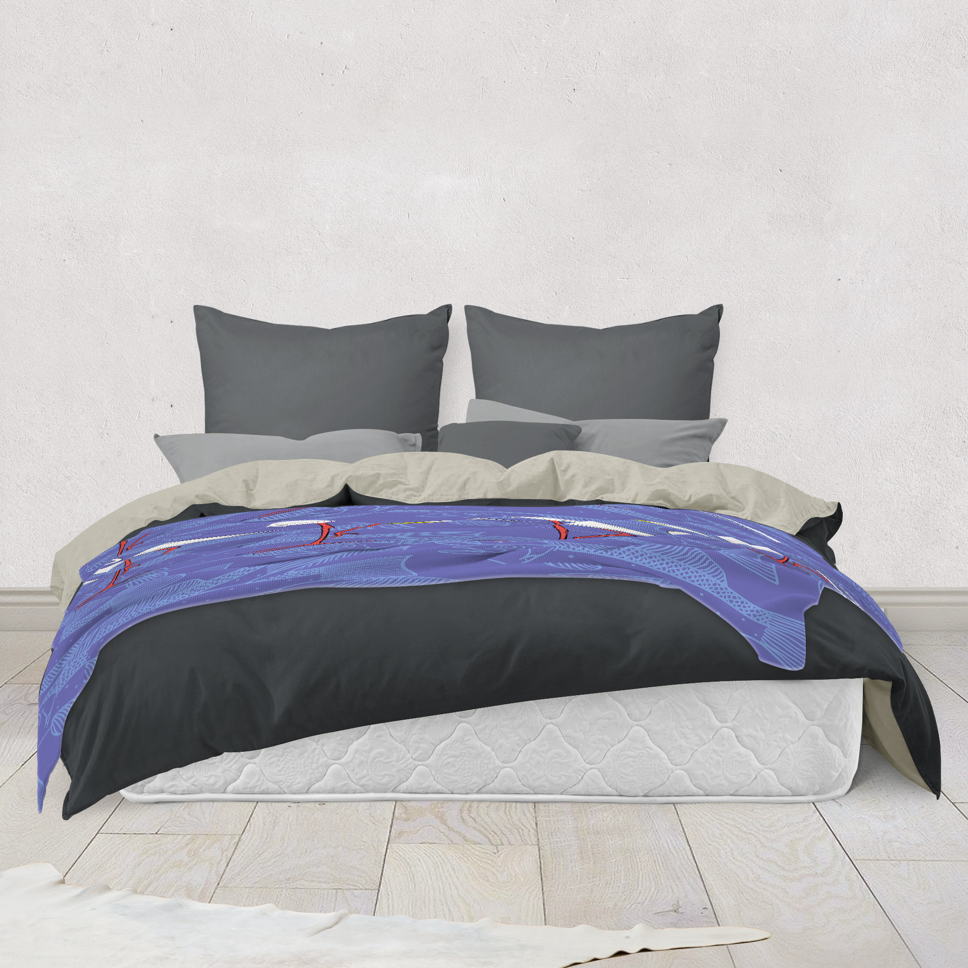 Egrets and Fish by Elisabeth Maurland - Fleece Blanket
