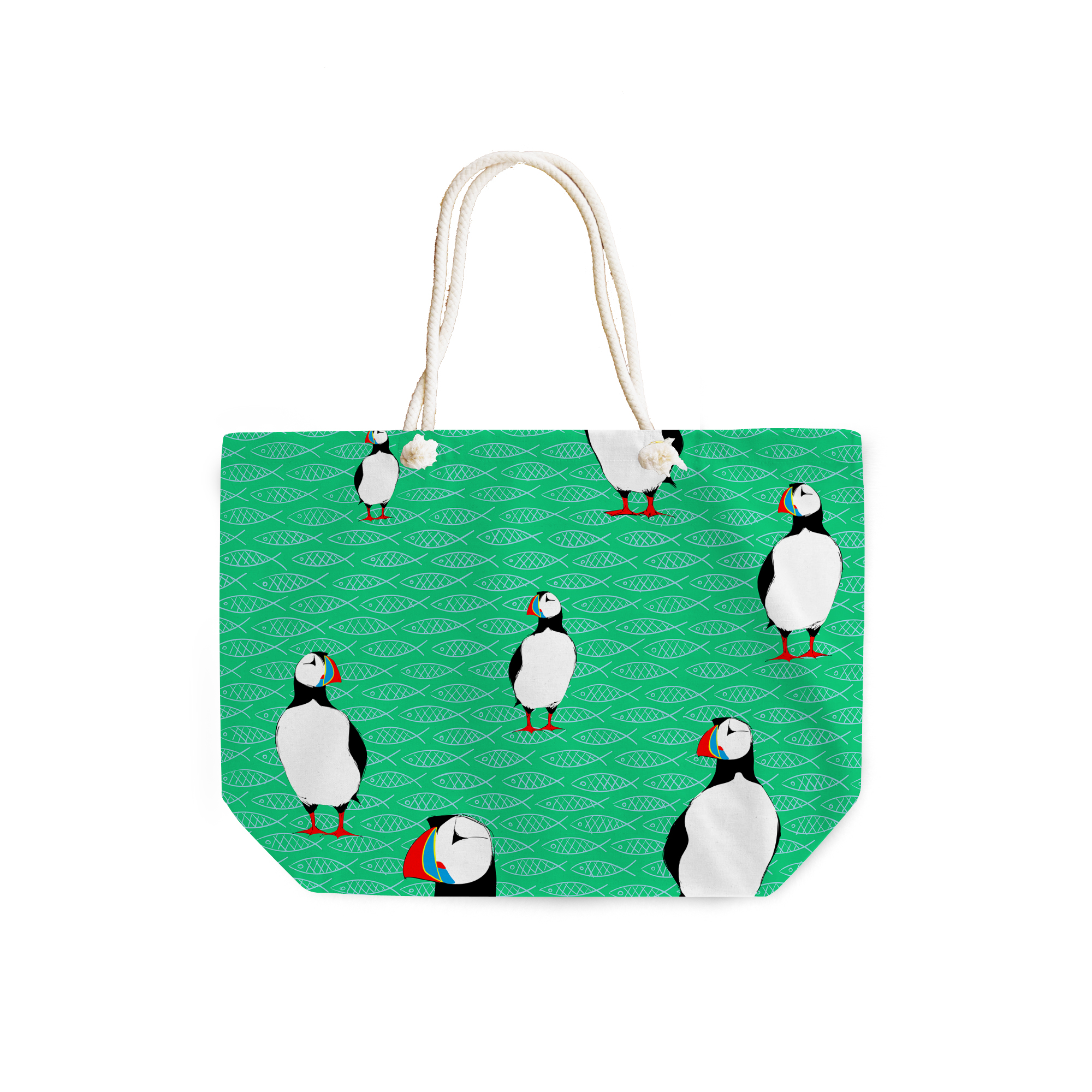 Puffins and Fish by Elisabeth Maurland - Weekender Tote