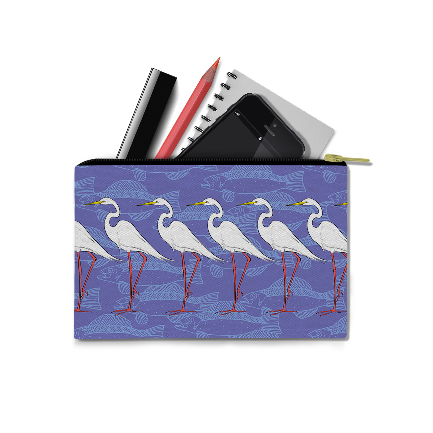 Egrets and Fish by Elisabeth Maurland - Carry-All Pouch