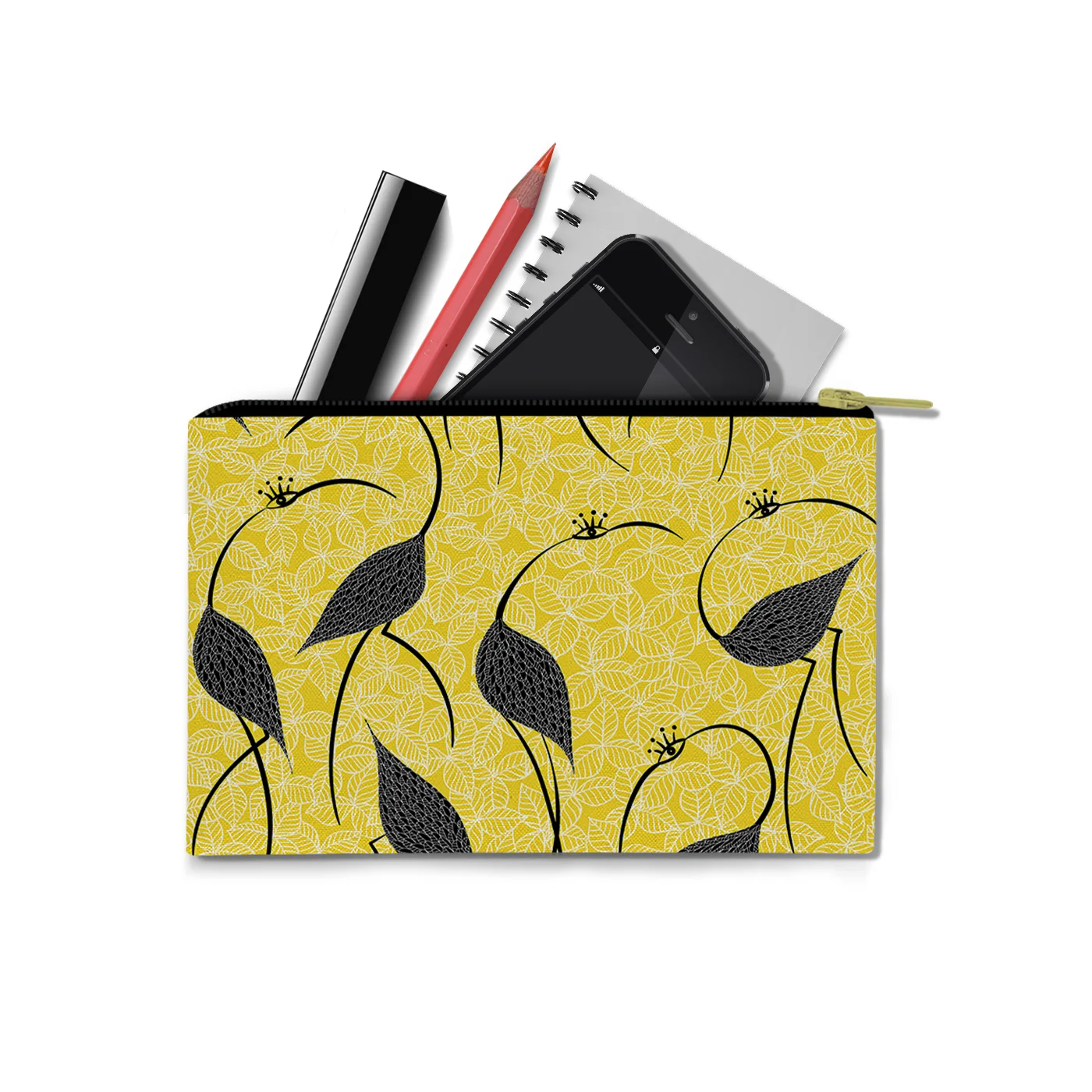 Feathered Birds and Leaves by Elisabeth Maurland - Carry-All Pouch