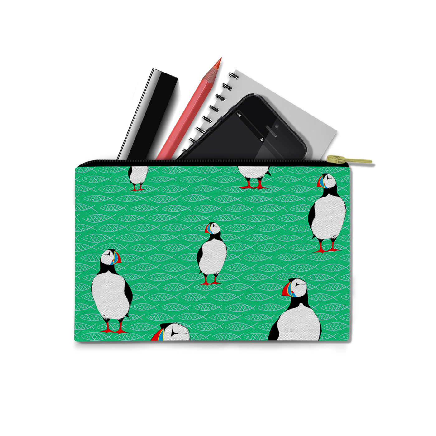 Puffins and Fish by Elisabeth Maurland - Carry-All Pouch