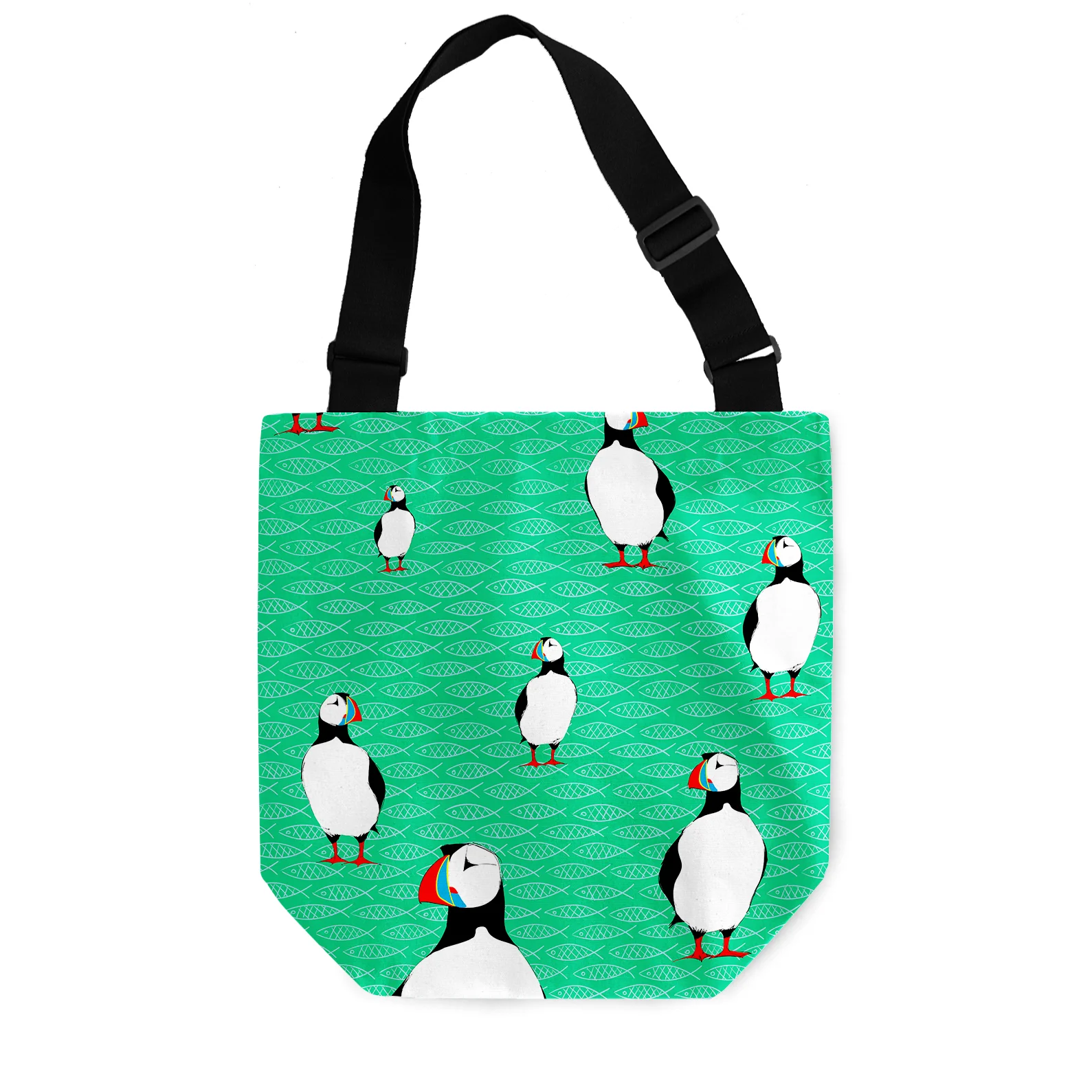 Puffins and Fish by Elisabeth Maurland - Tote Bag