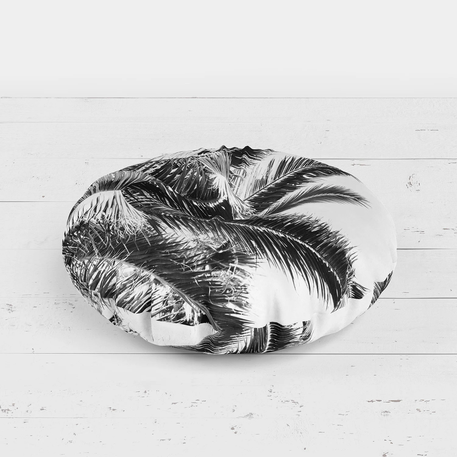 Black Summer Palms - Floor Pillow