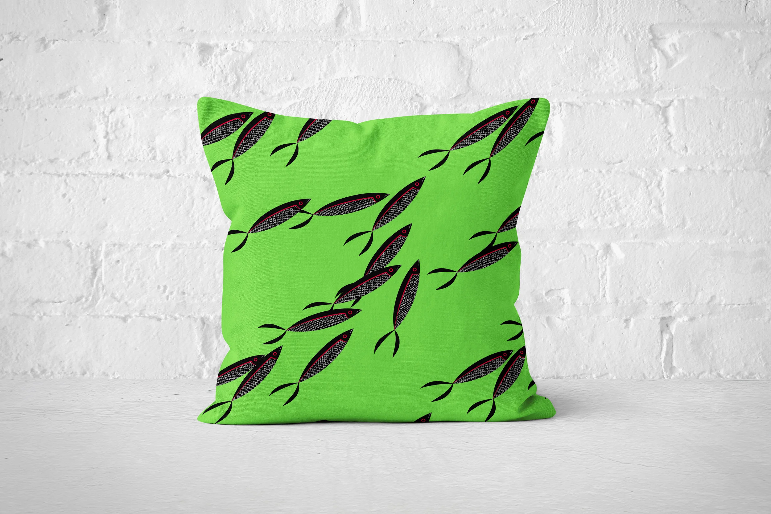Black Sardines by Elisabeth Maurland - Throw Pillow