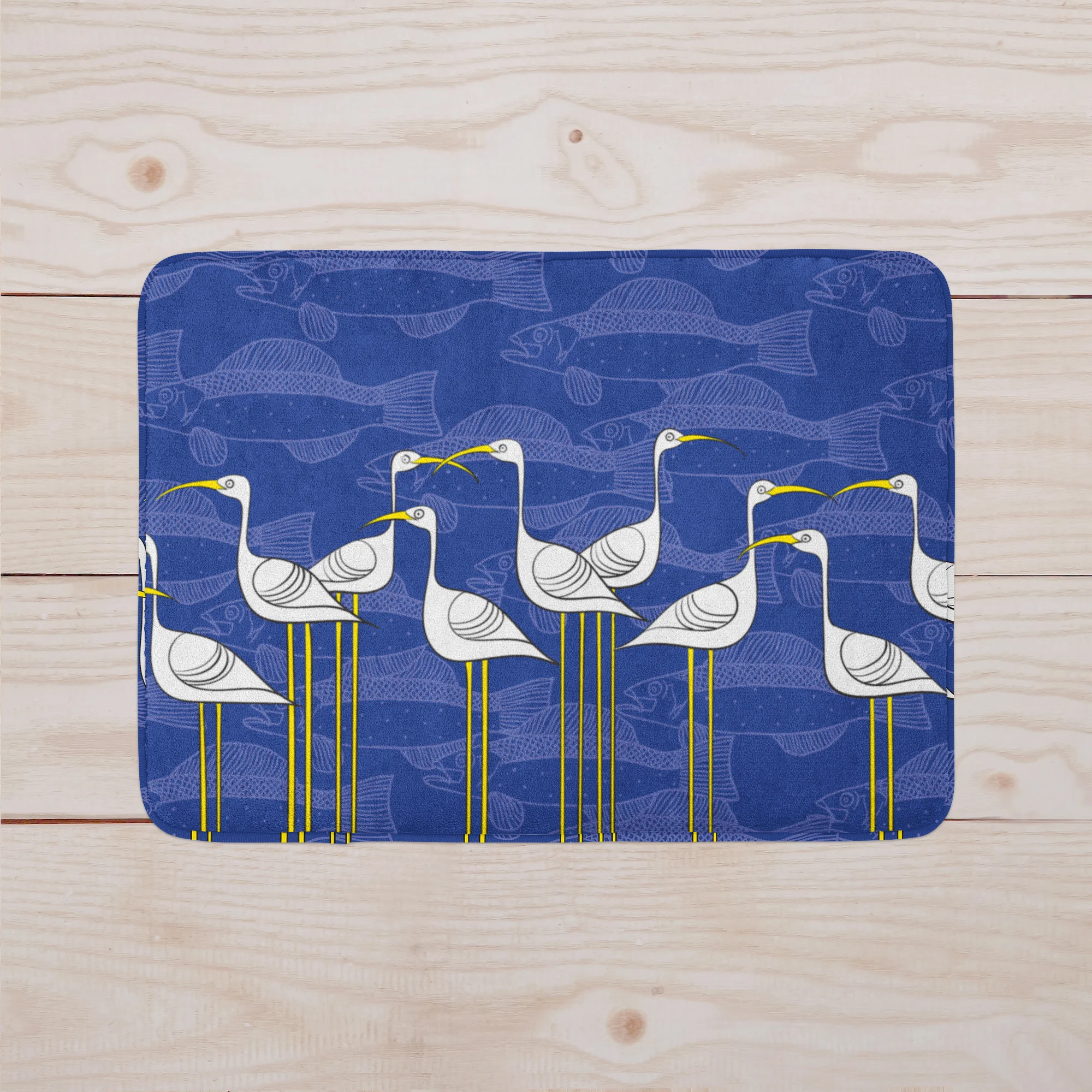 Ibis and Fish by Elisabeth Maurland - Bath Mat