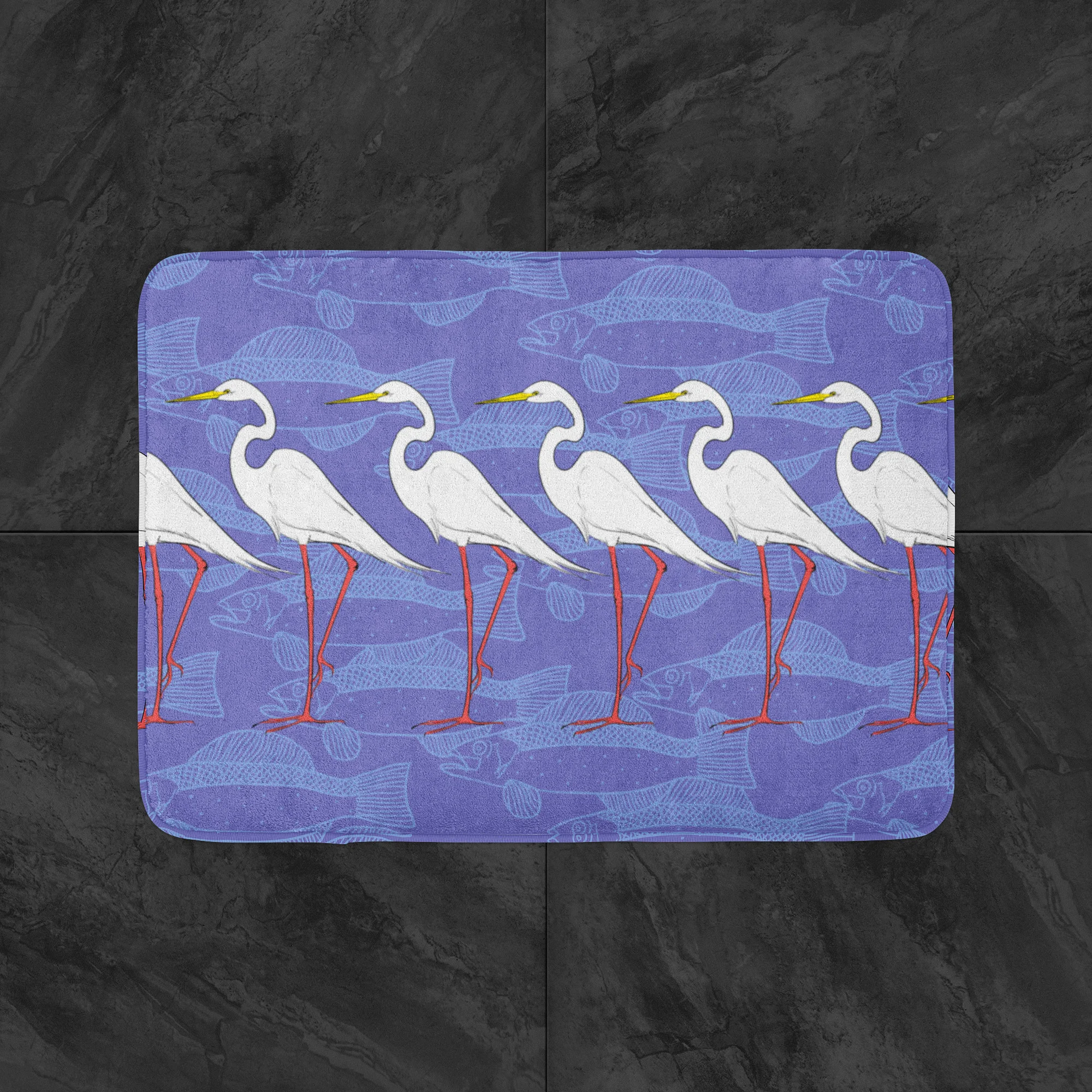 Egrets and Fish by Elisabeth Maurland - Bath Mat