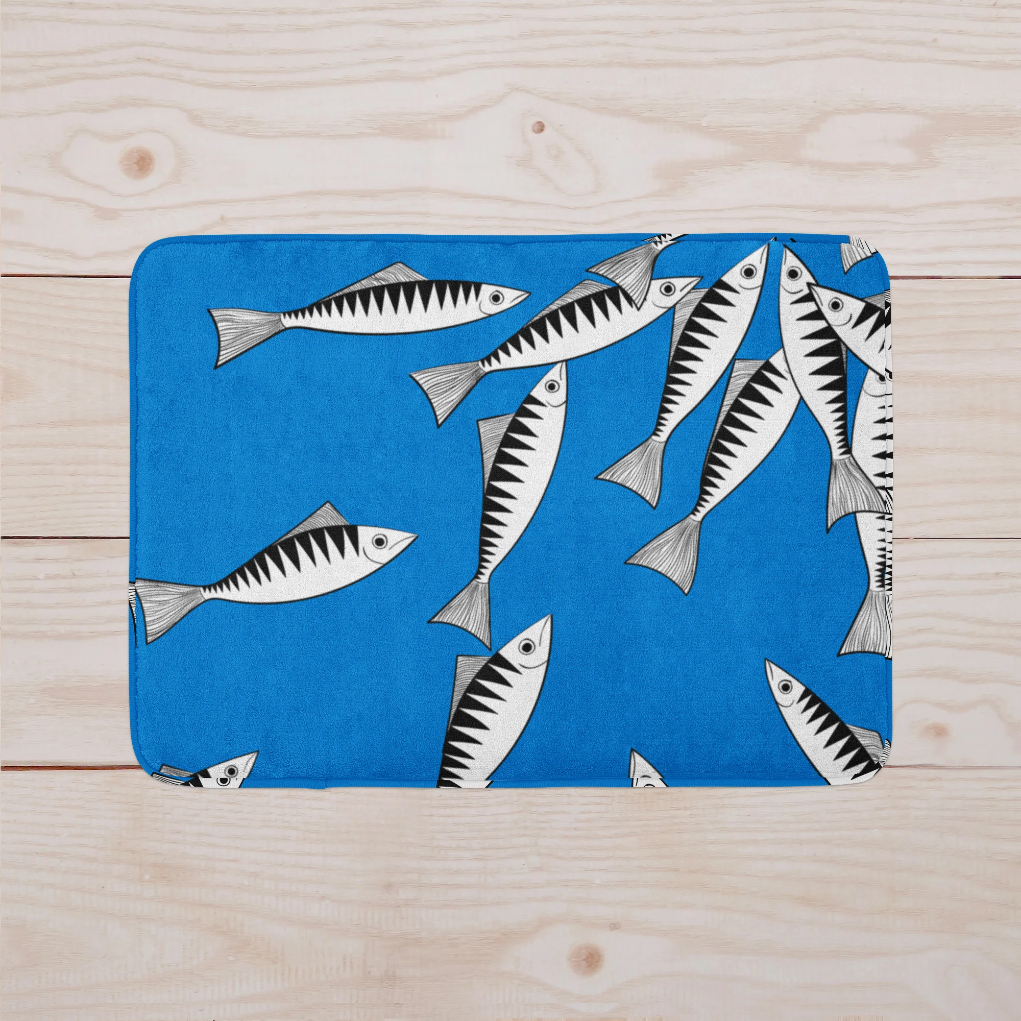 Crowding Mackerel by Elisabeth Maurland - Bath Mat