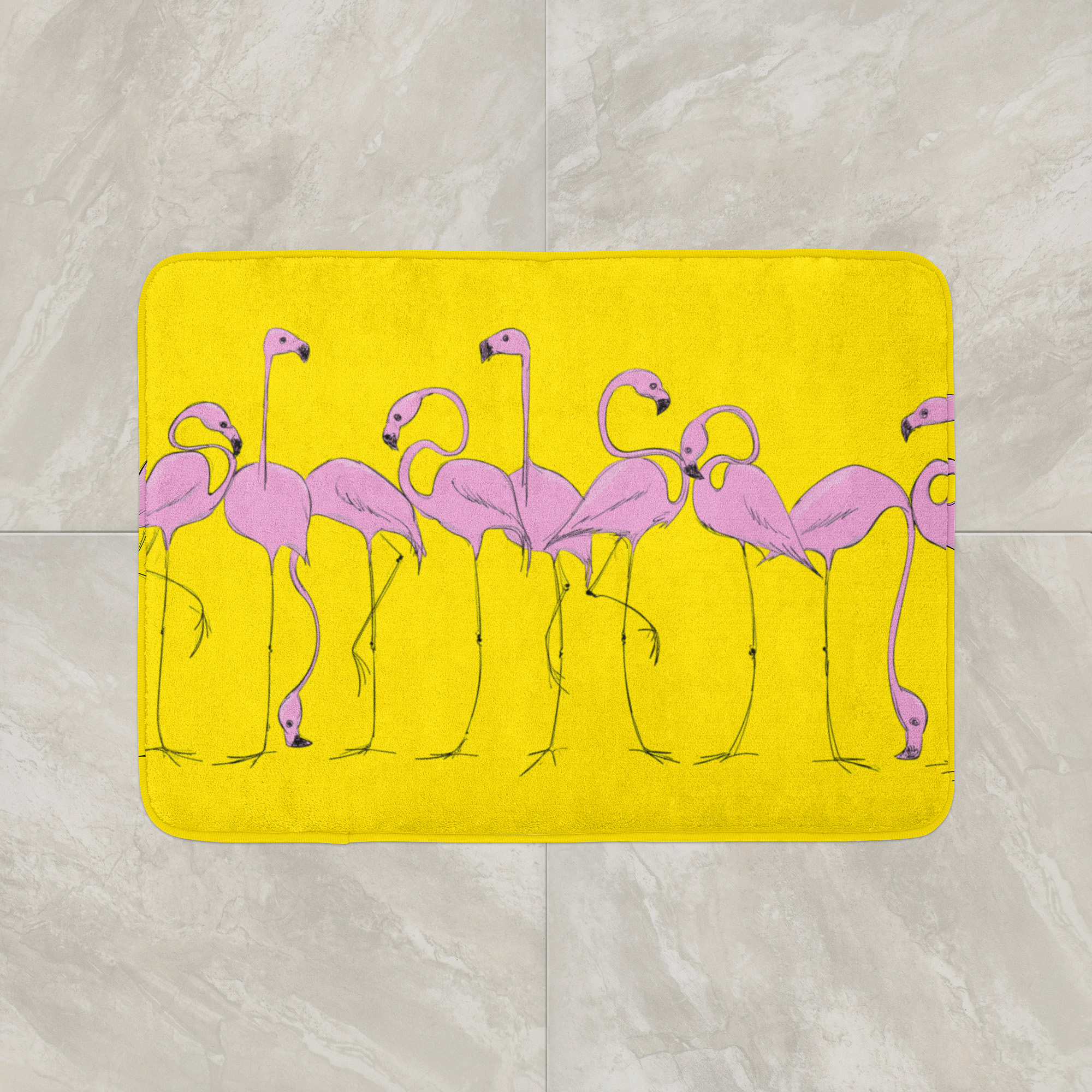 Flamingos by Elisabeth Maurland - Bath Mat