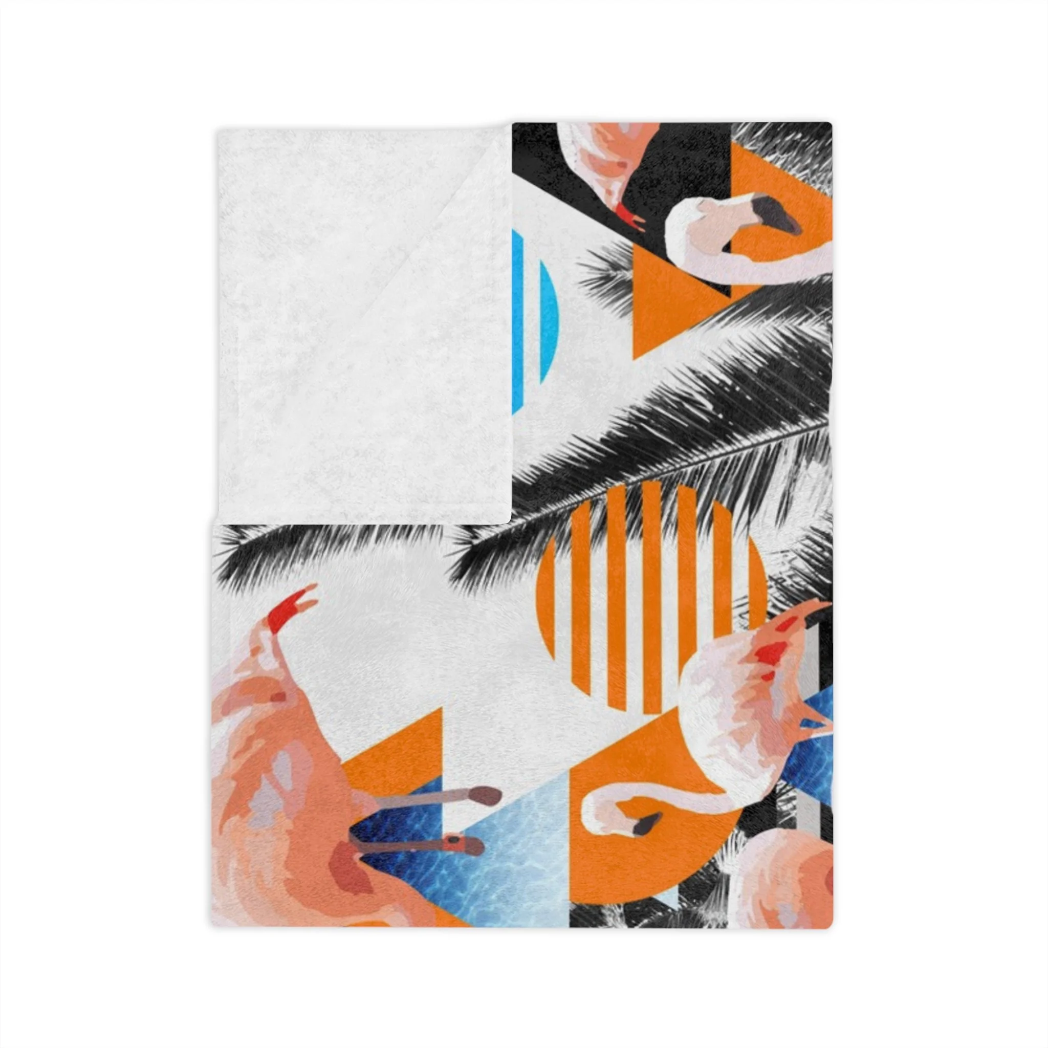 Tangerine Flamingos - Fleece Blanket - Folded.png
