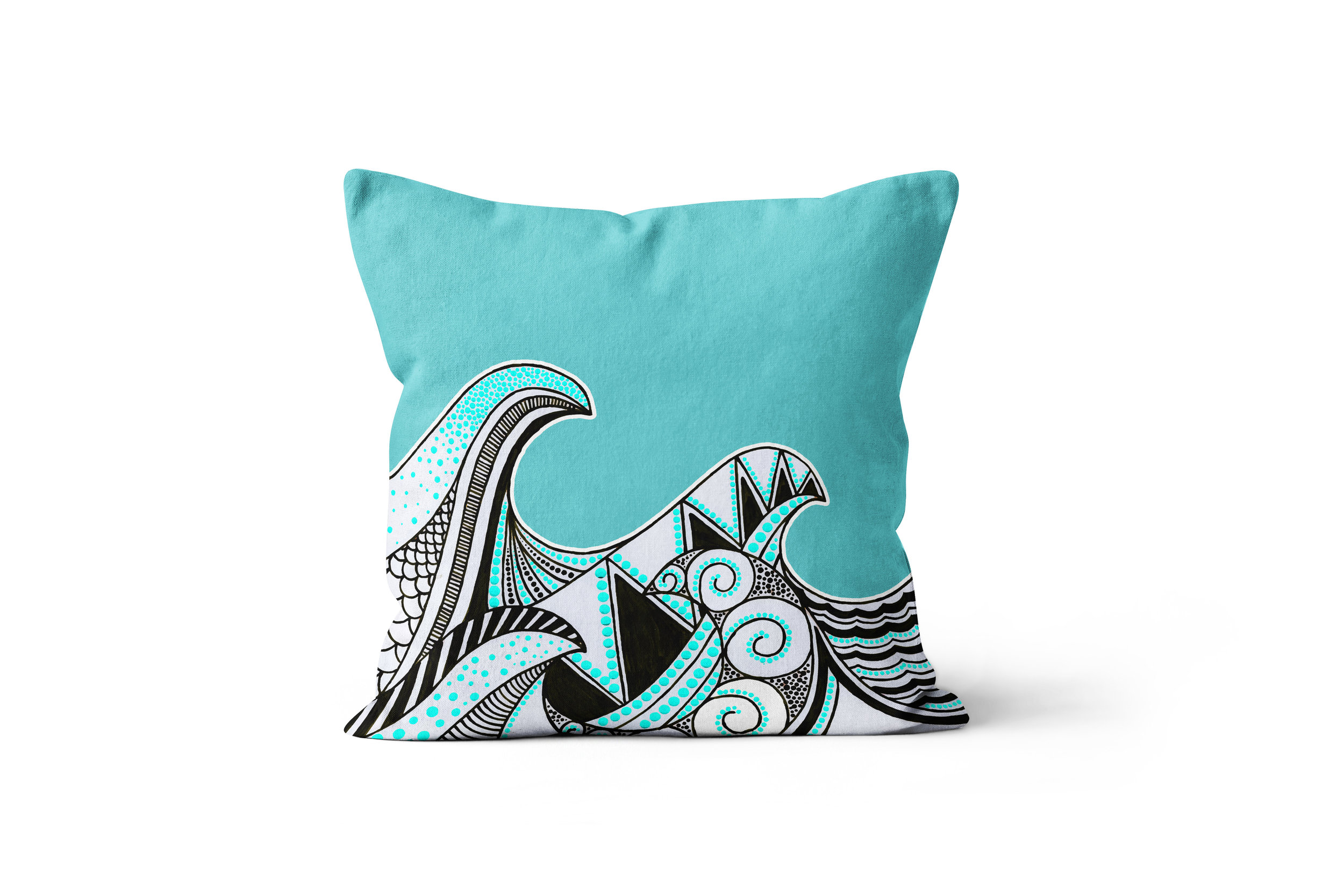 Turquoise Mandala Waves by Erin Witters - Throw Pillow — Beach Surf ...