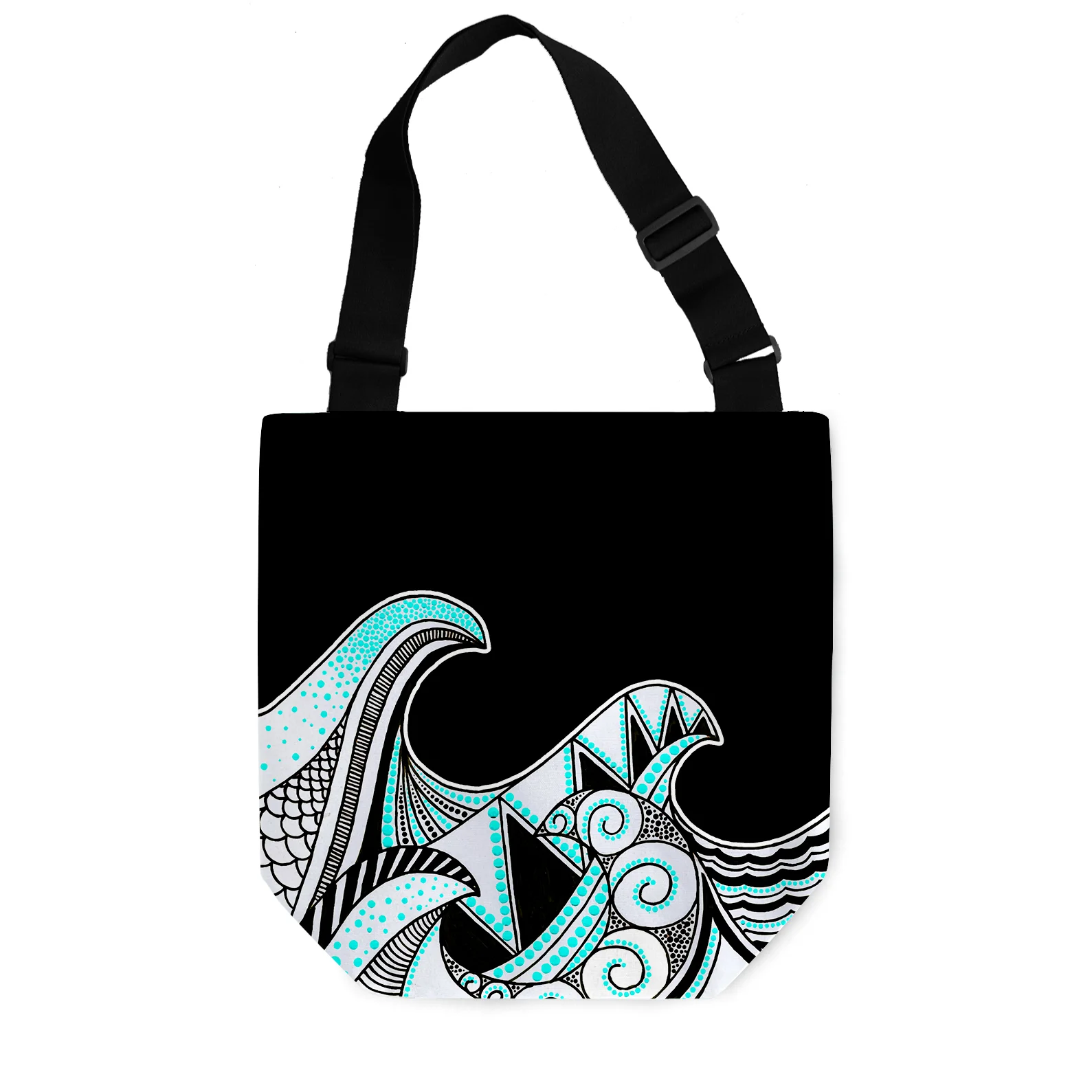 Black Mandala Waves by Erin Witters - Tote Bag