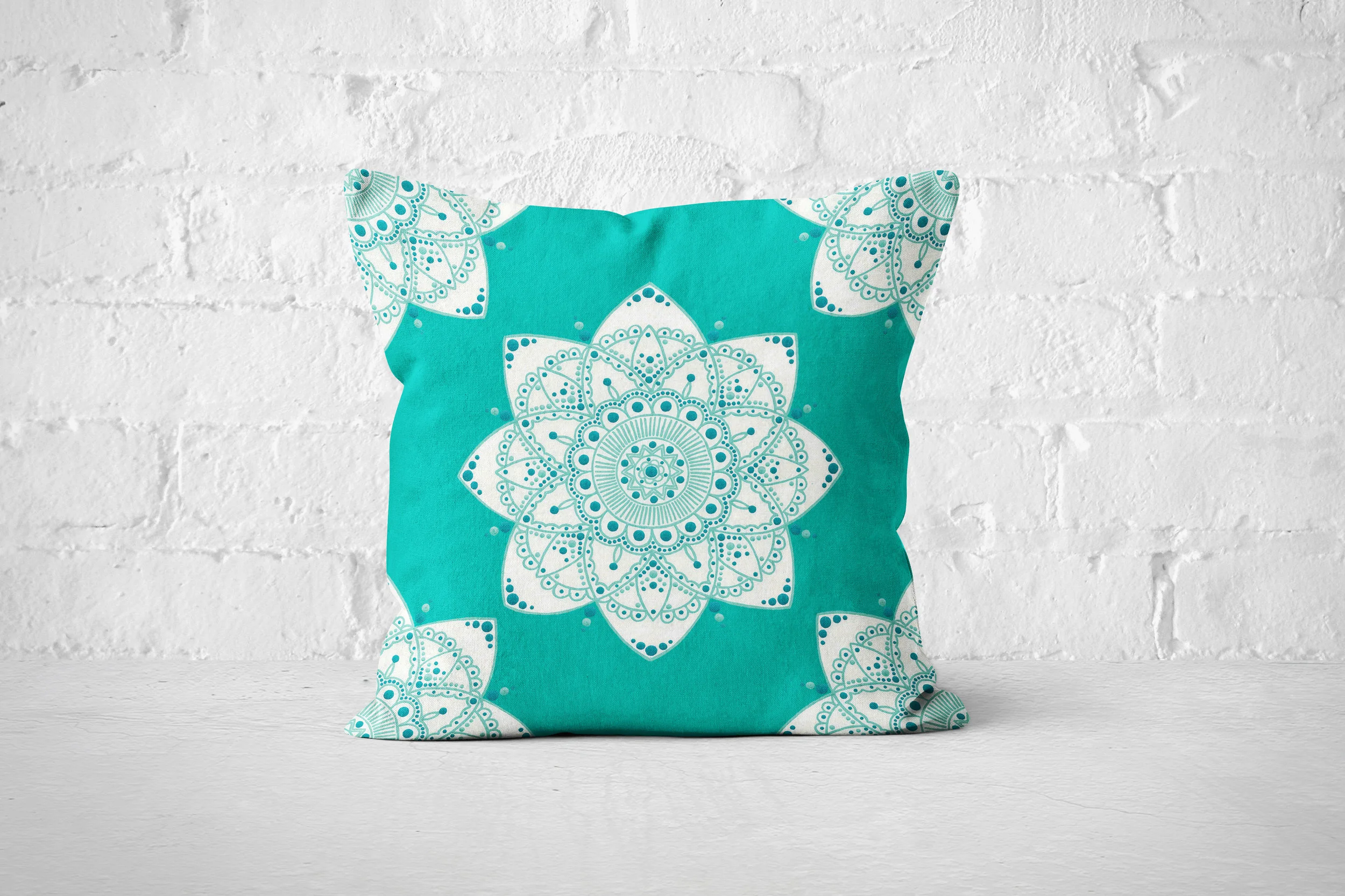 Teal Mandala by Erin Witters - Throw Pillow