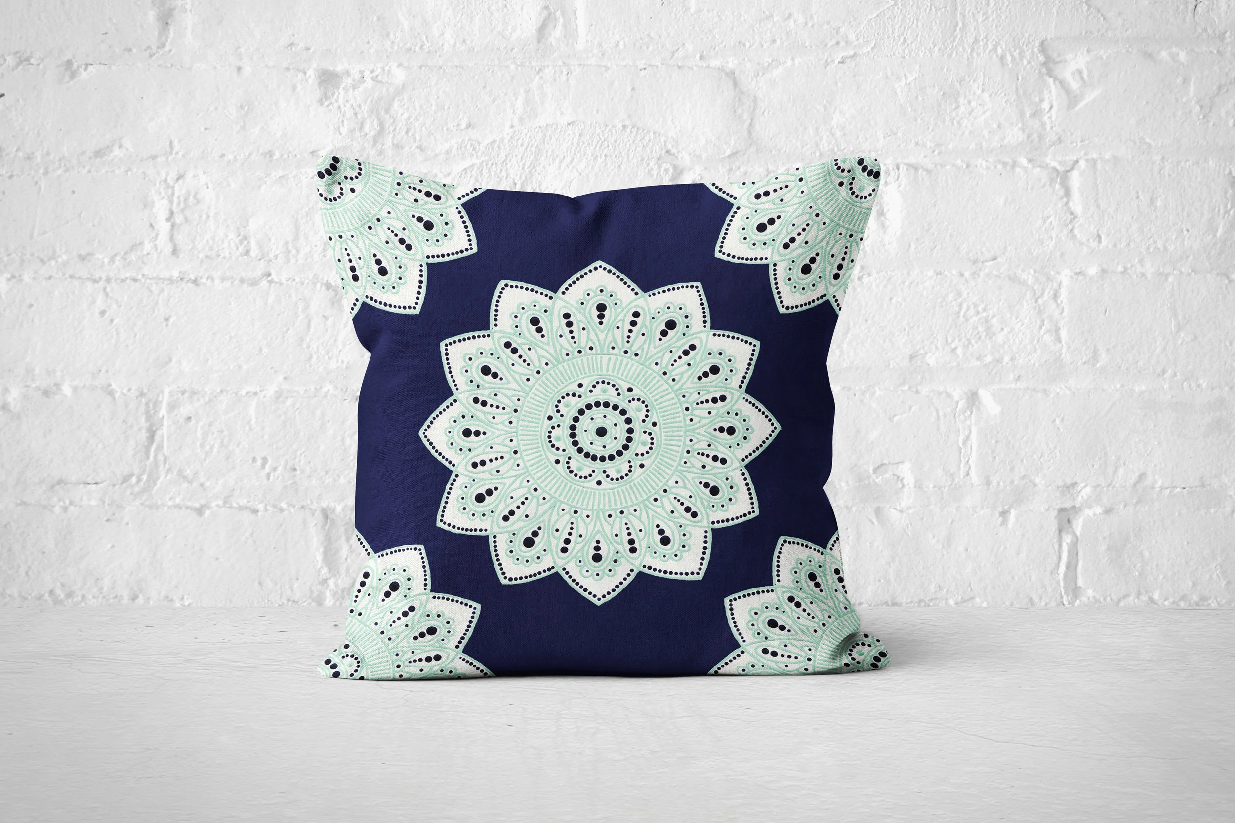 Seafoam Mandala by Erin Witters - Throw Pillow