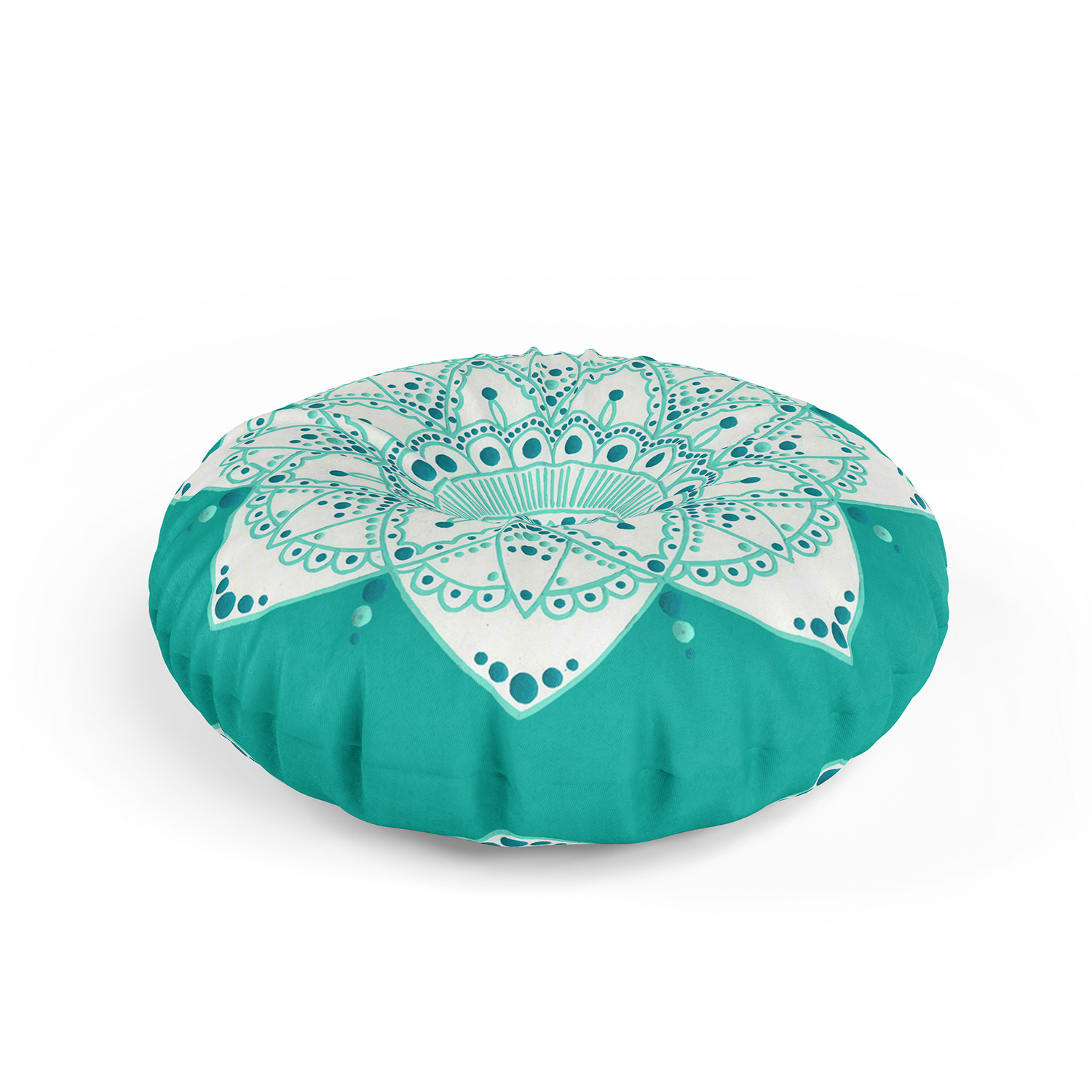 Teal Mandala by Erin Witters - Floor Pillow