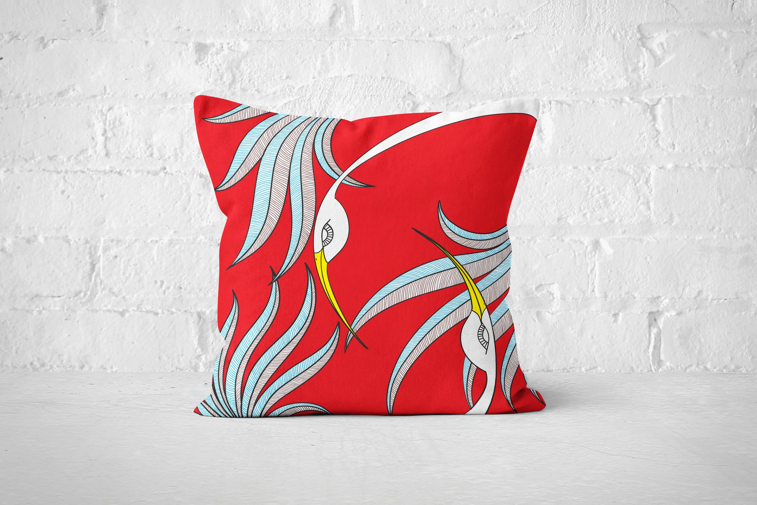 Red Phoenix by Elisabeth Maurland - Throw Pillow