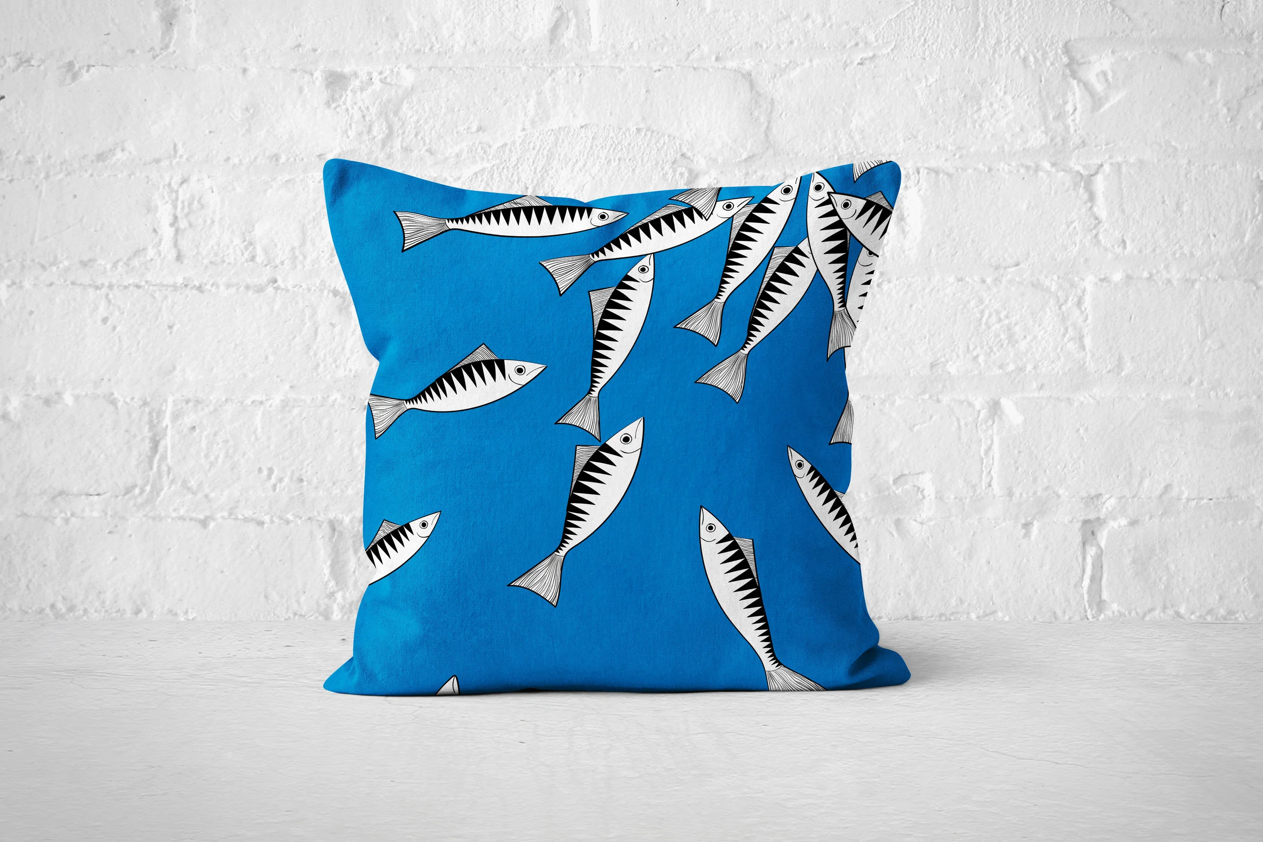 Crowding Mackerel by Elisabeth Maurland - Throw Pillow
