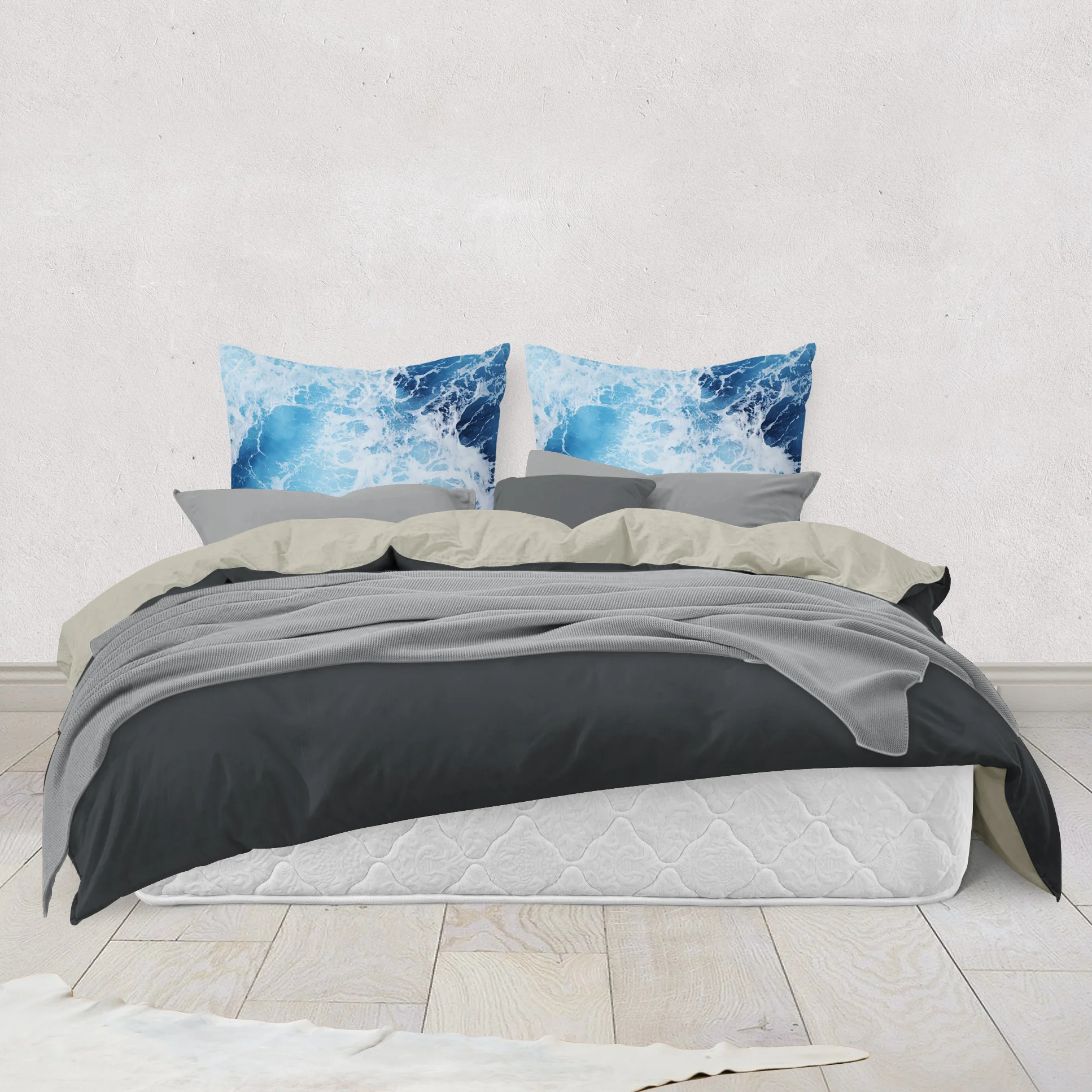 Blue Ocean Surf - Throw Pillow