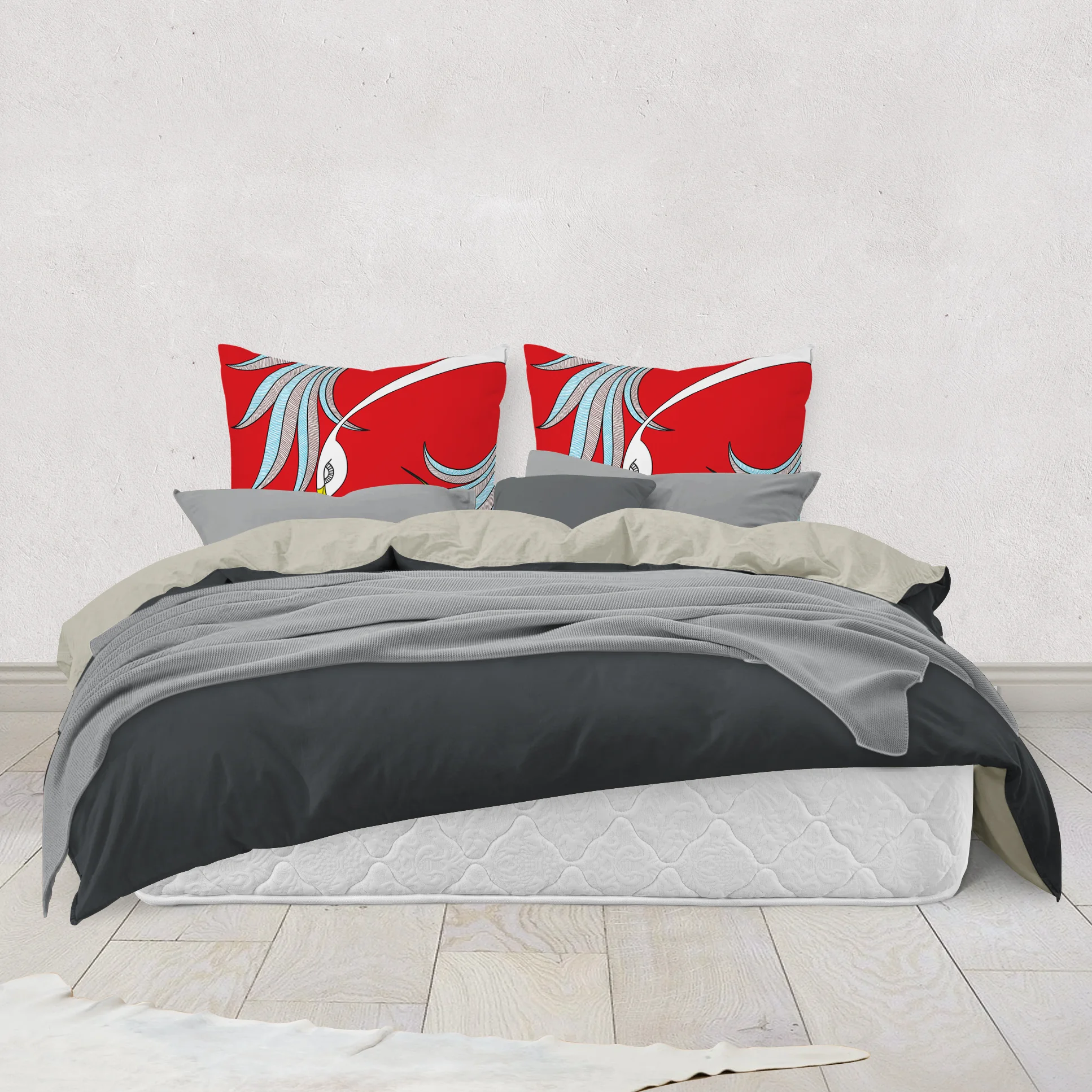 Red Phoenix by Elisabeth Maurland - Throw Pillow