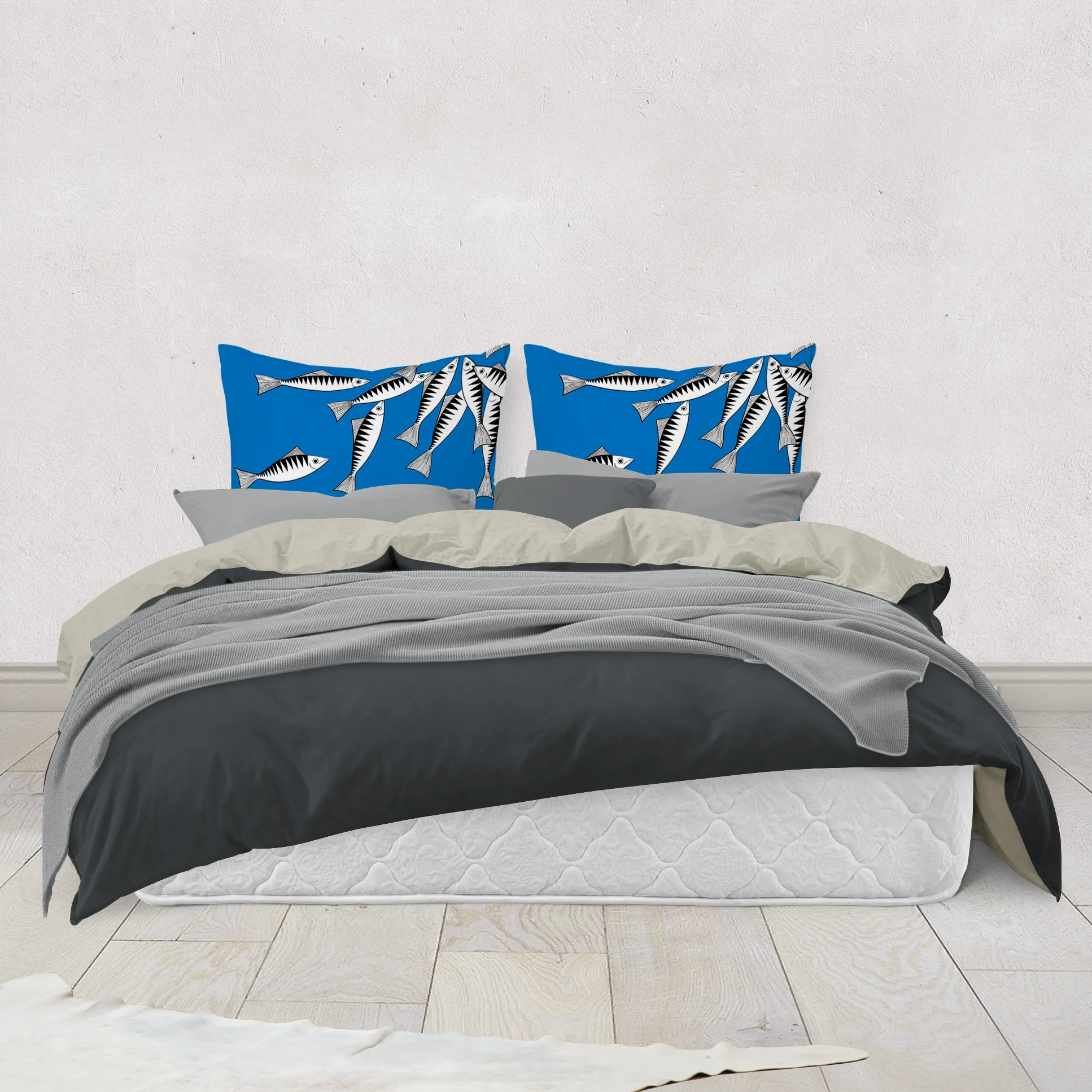 Crowding Mackerel by Elisabeth Maurland - Throw Pillow