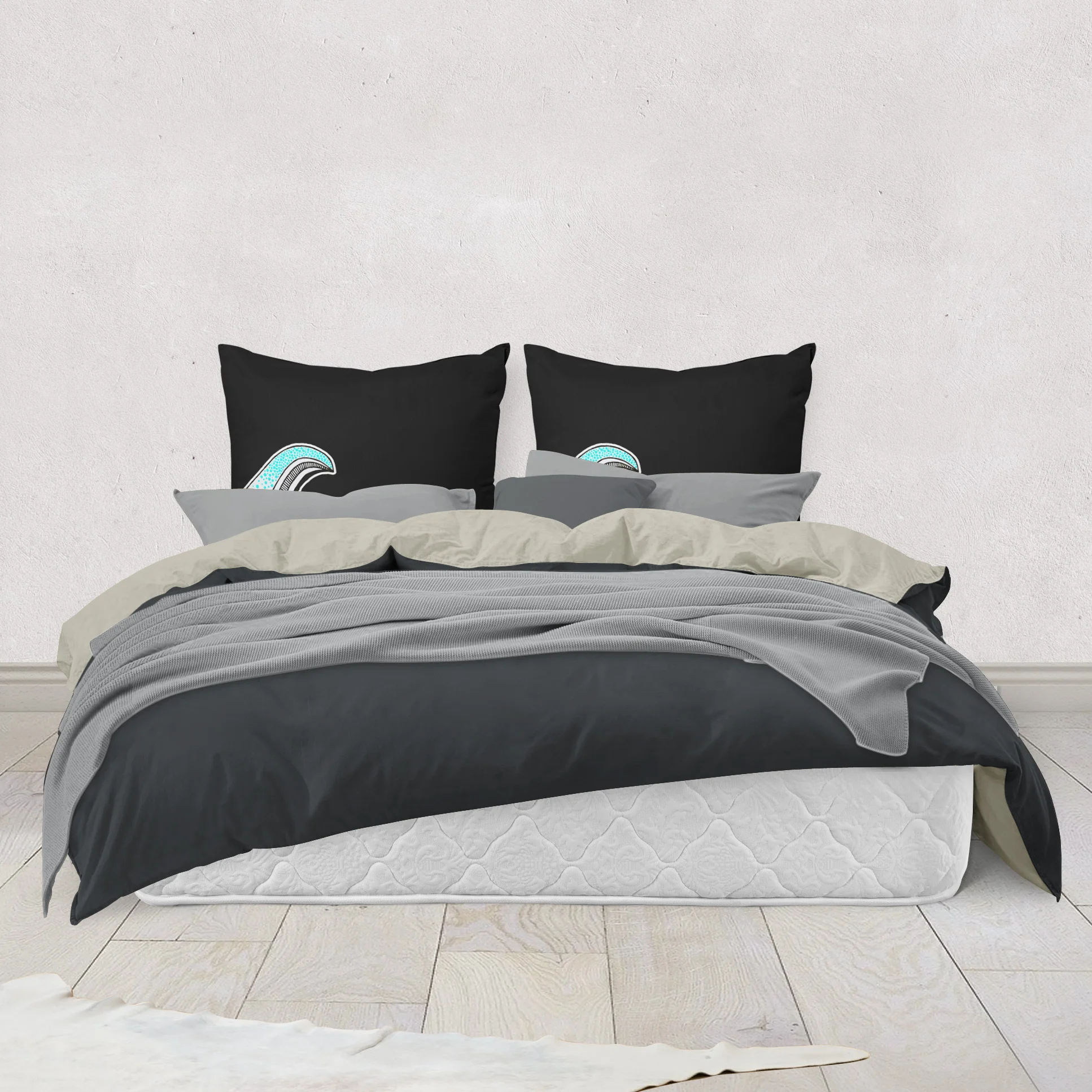 Black Mandala Waves by Erin Witters - Throw Pillow