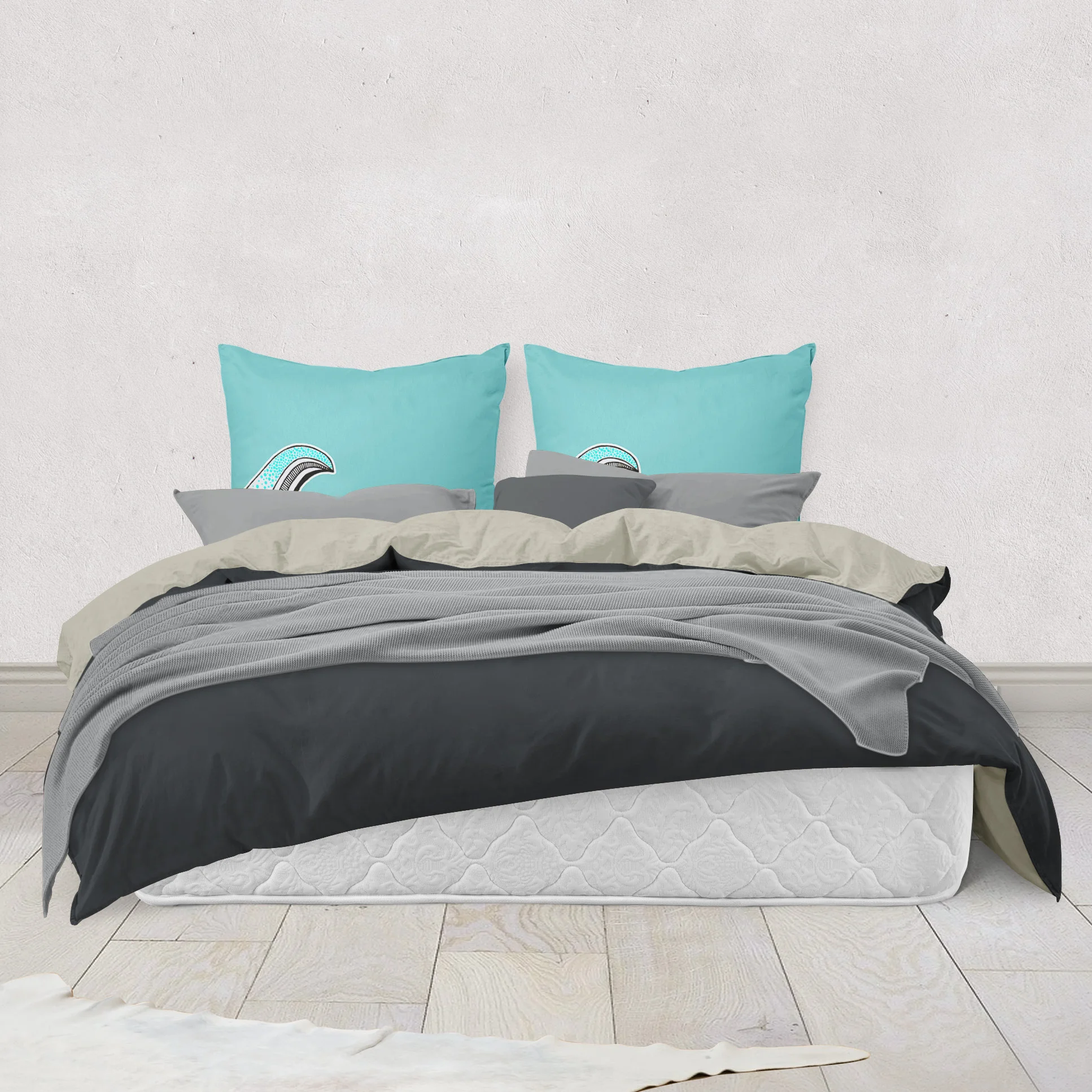 Turquoise Mandala Waves by Erin Witters - Throw Pillow