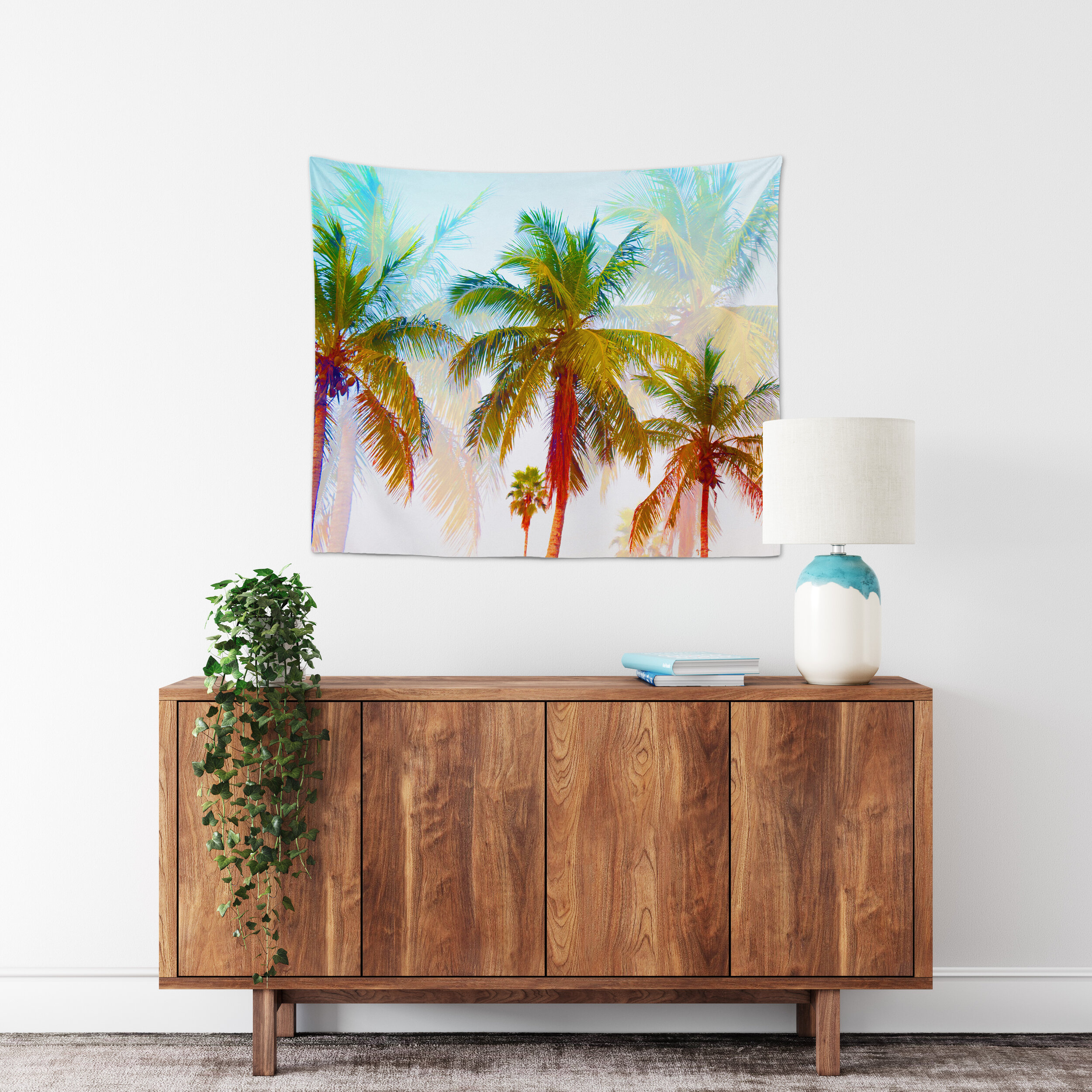 Golden Hour Palms (Rainbow Hue and Spectrum) - Wall Tapestry — Beach ...