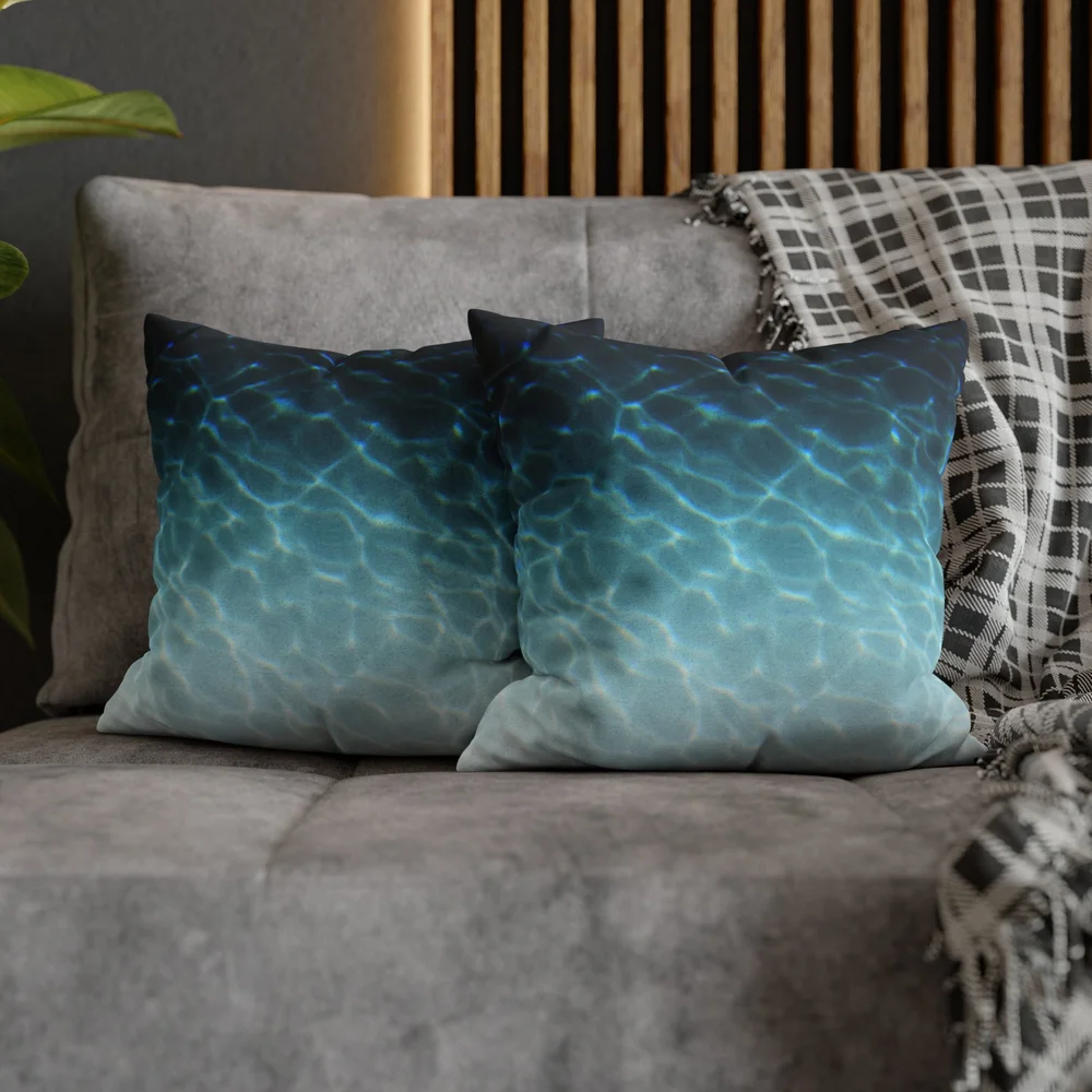 Peacock Blue Throw Pillow — Beach Surf Decor Nature City