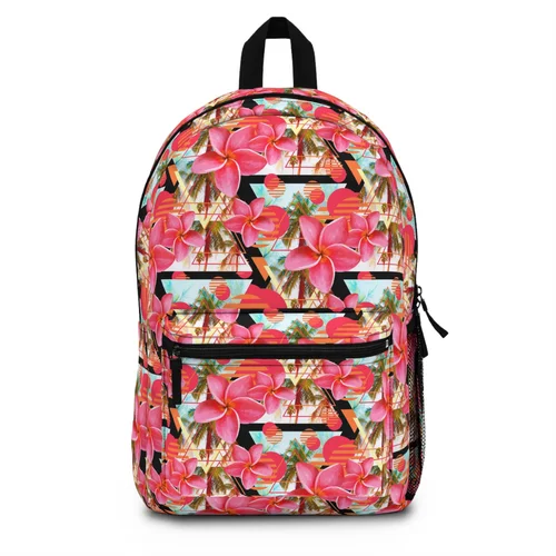Pink Grapefruit Hibiscus Flowers - Backpack — Beach Surf  display picture 2