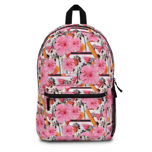 Pink Grapefruit Hibiscus Flowers - Backpack — Beach Surf  display picture 1