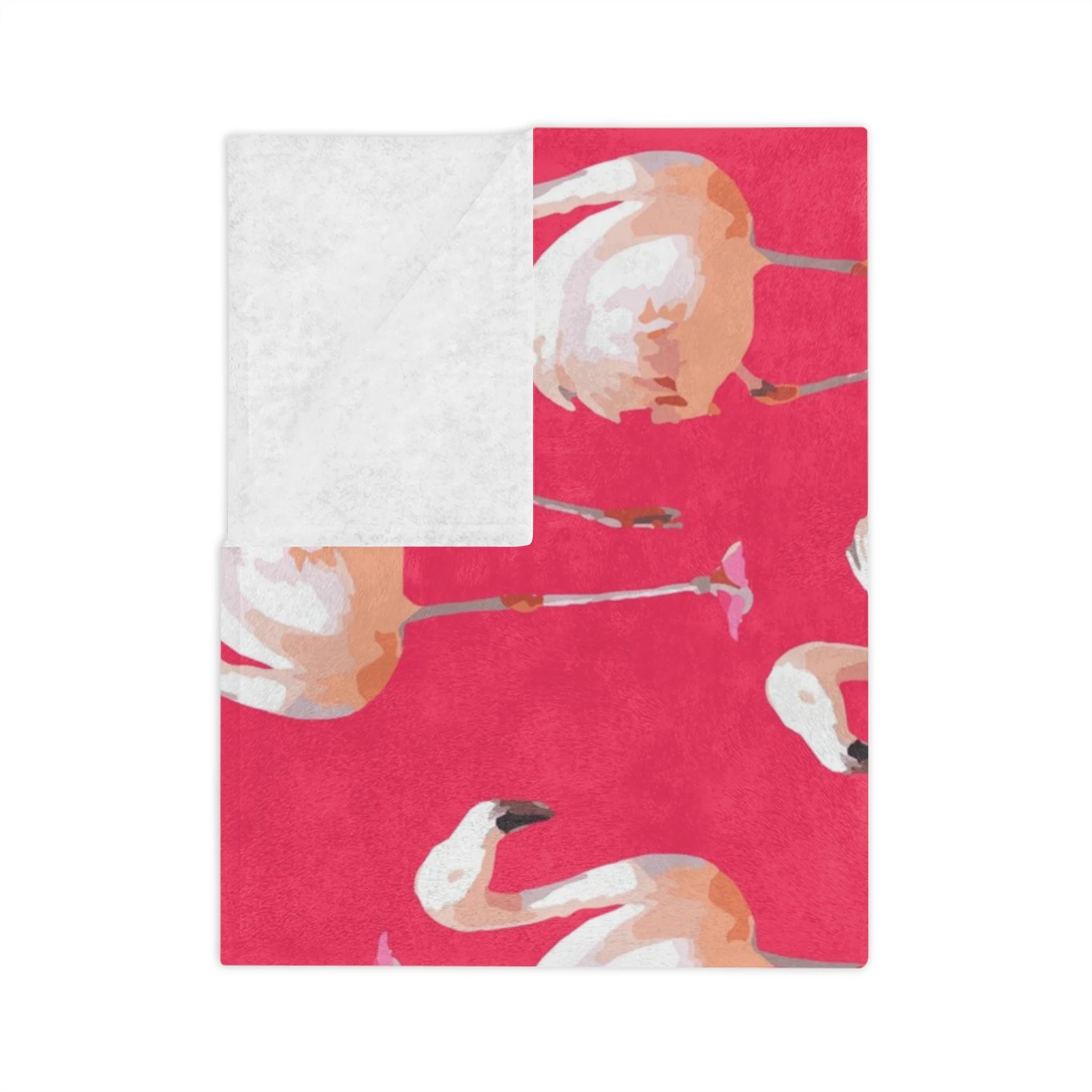 Walking Flamingos (Rose) - Fleece Blanket - Folded.png