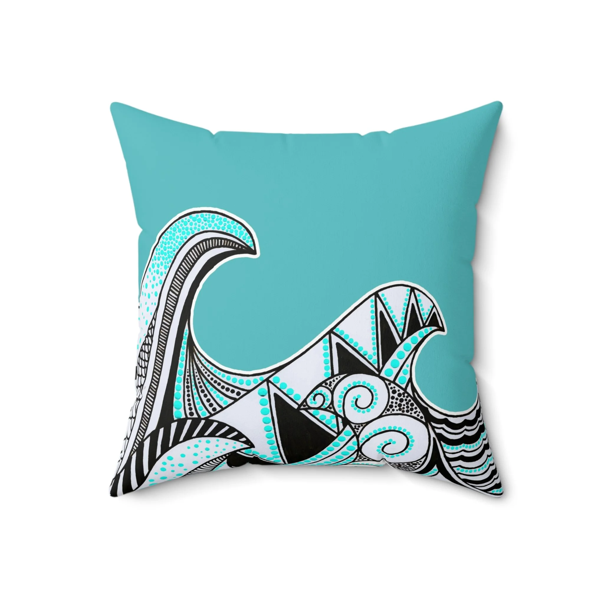 Turquoise Mandala Waves by Erin Witters - Throw Pillow Front.png