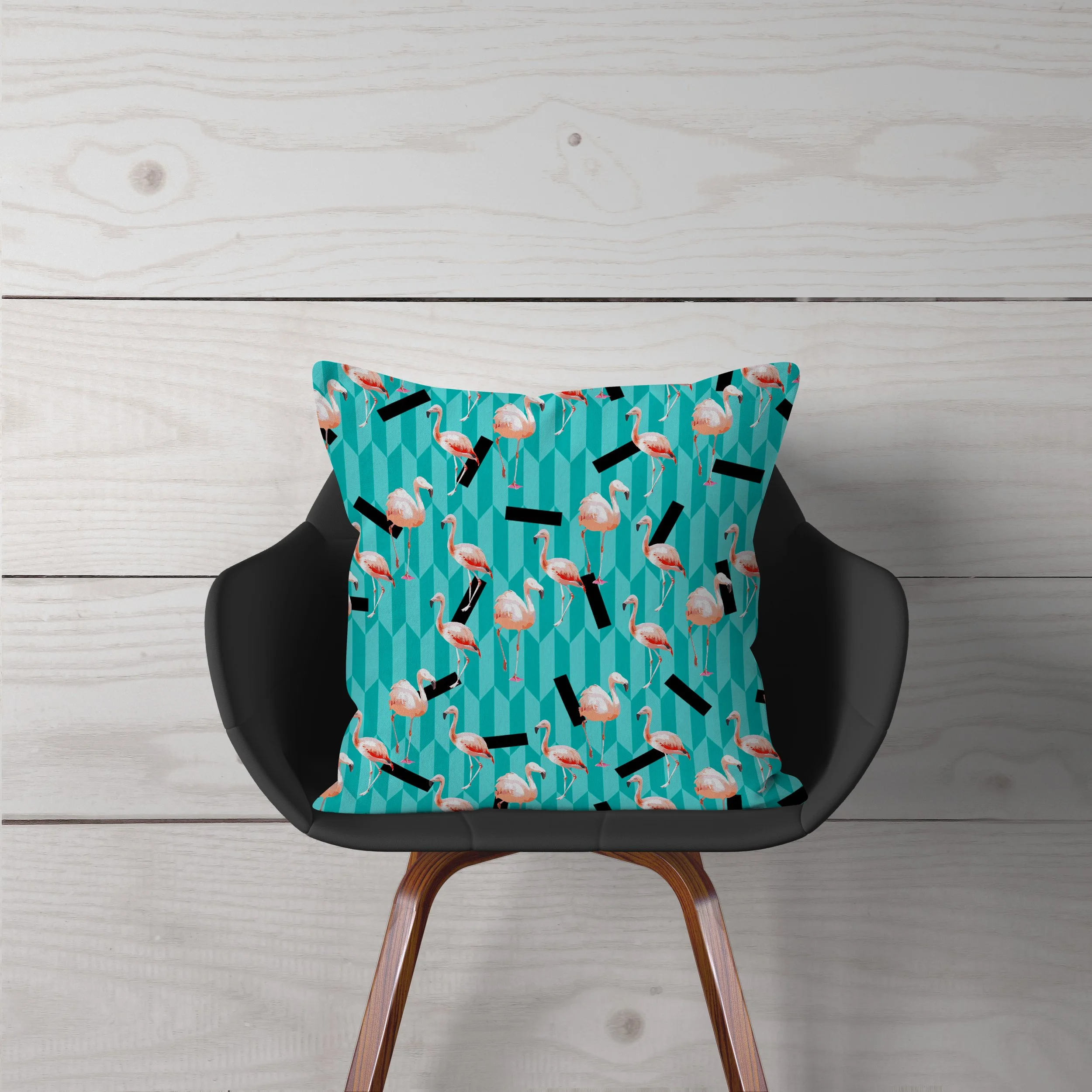 Taffy Flamingos - Throw Pillow on Chair.jpg