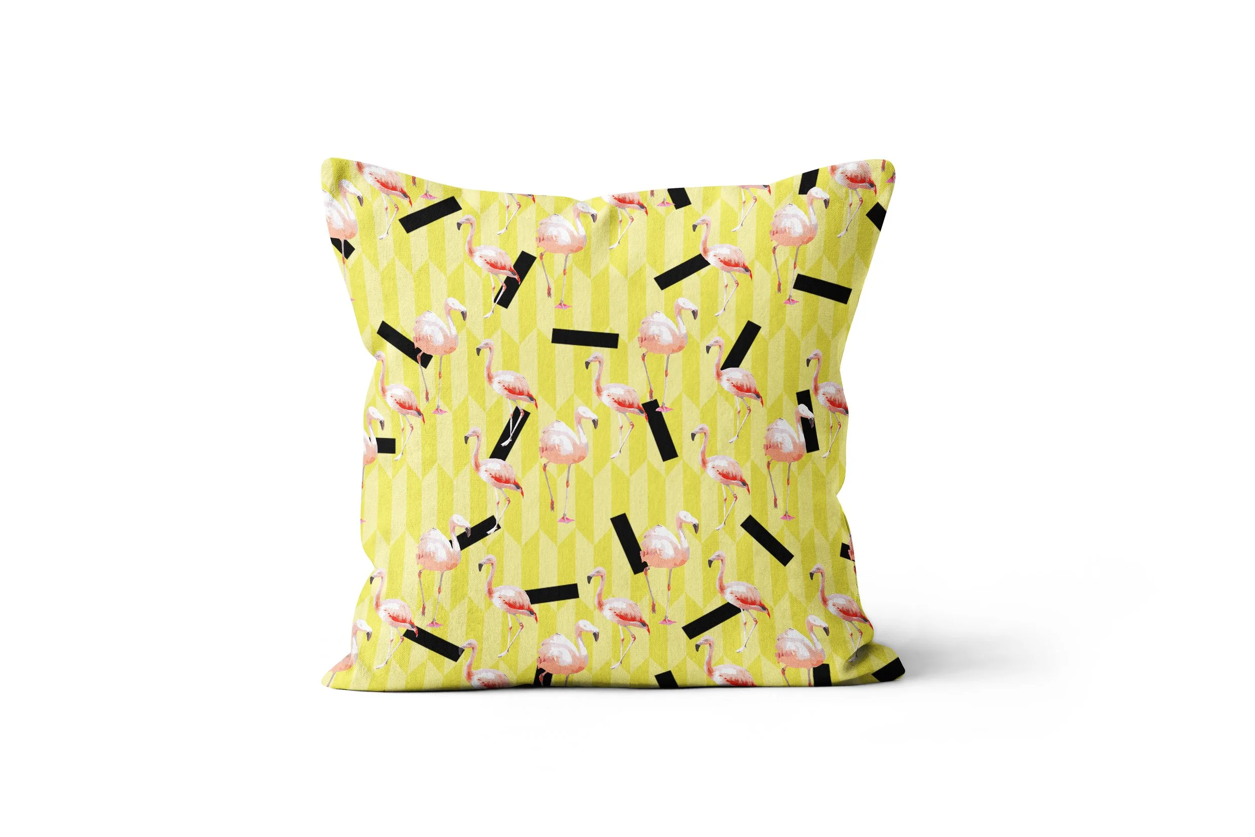 Lemon Flamingos - Throw Pillow Cover