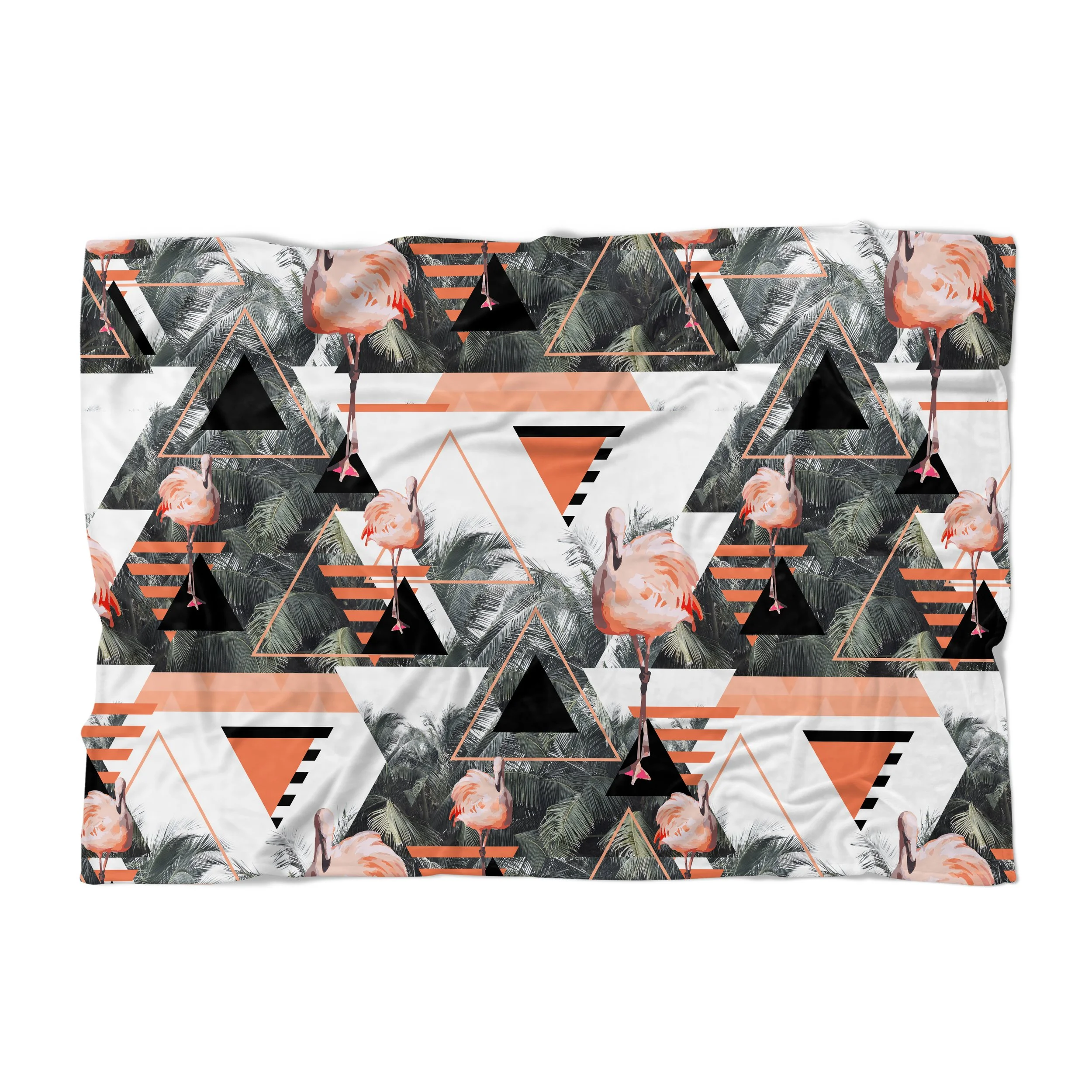 Black Beach Flamingos - Fleece Blanket