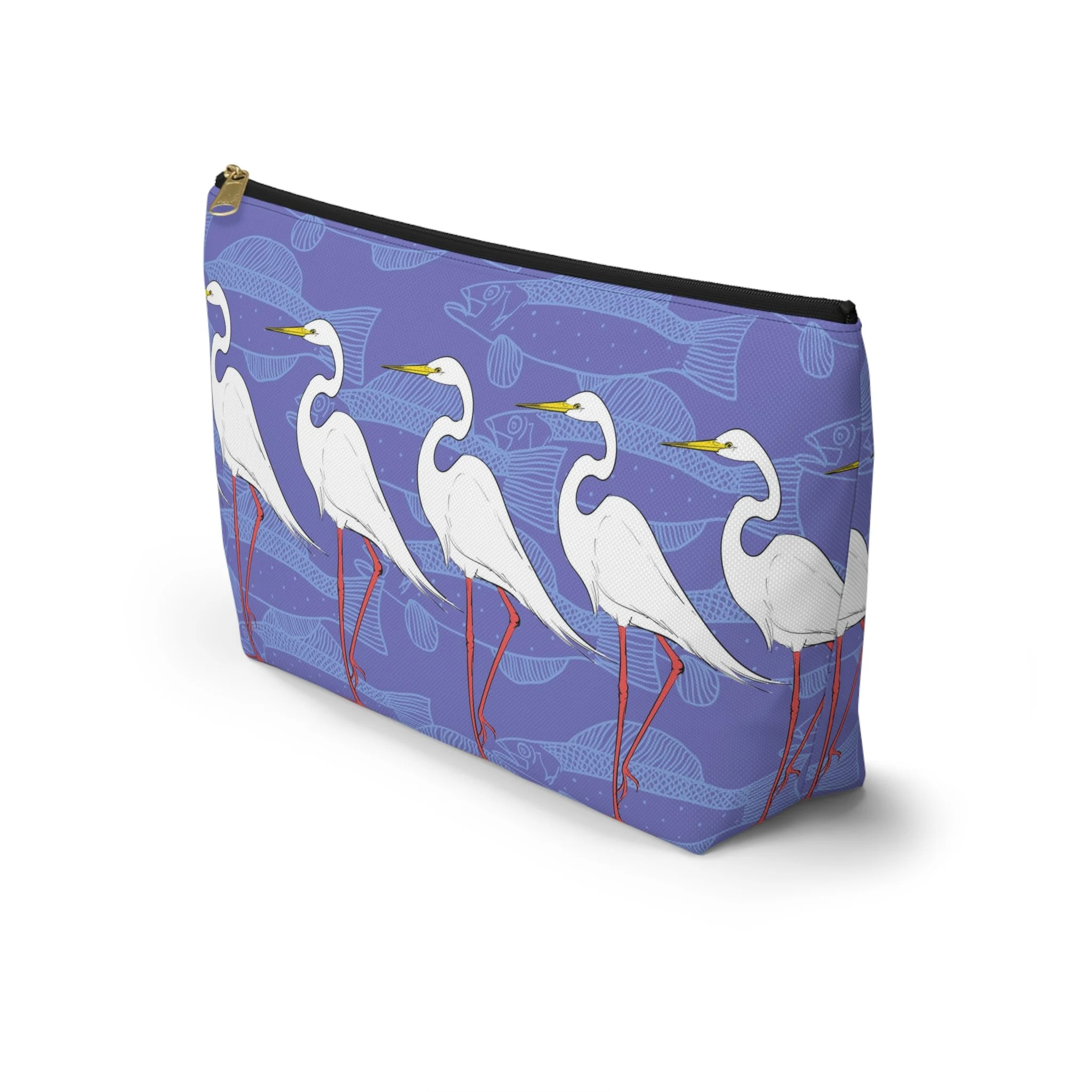 Egrets and Fish by Elisabeth Maurland - T-Bottom Carry-All Pouch Large Front Side.png