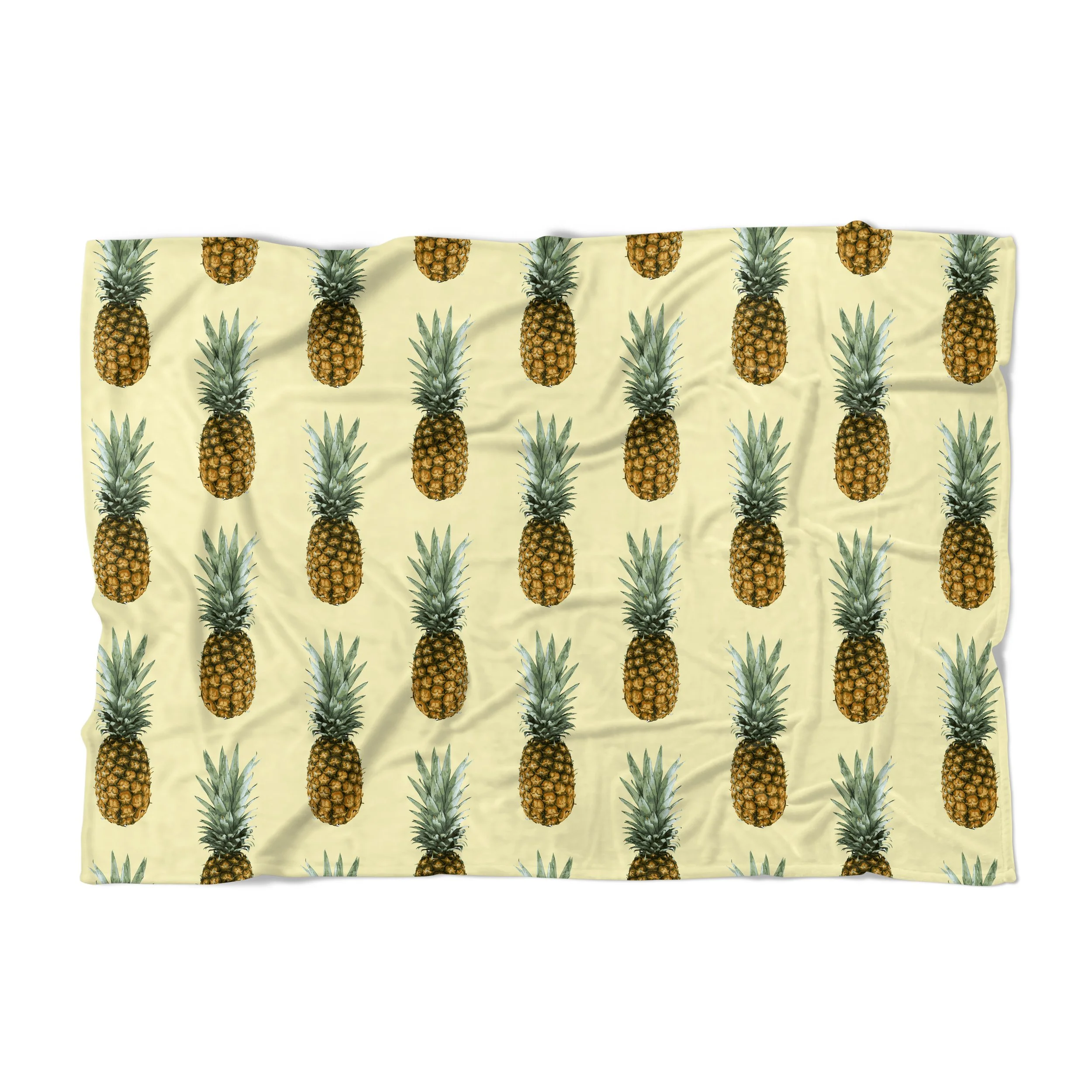 Pineapples (on Cream Yellow) - Fleece Blanket