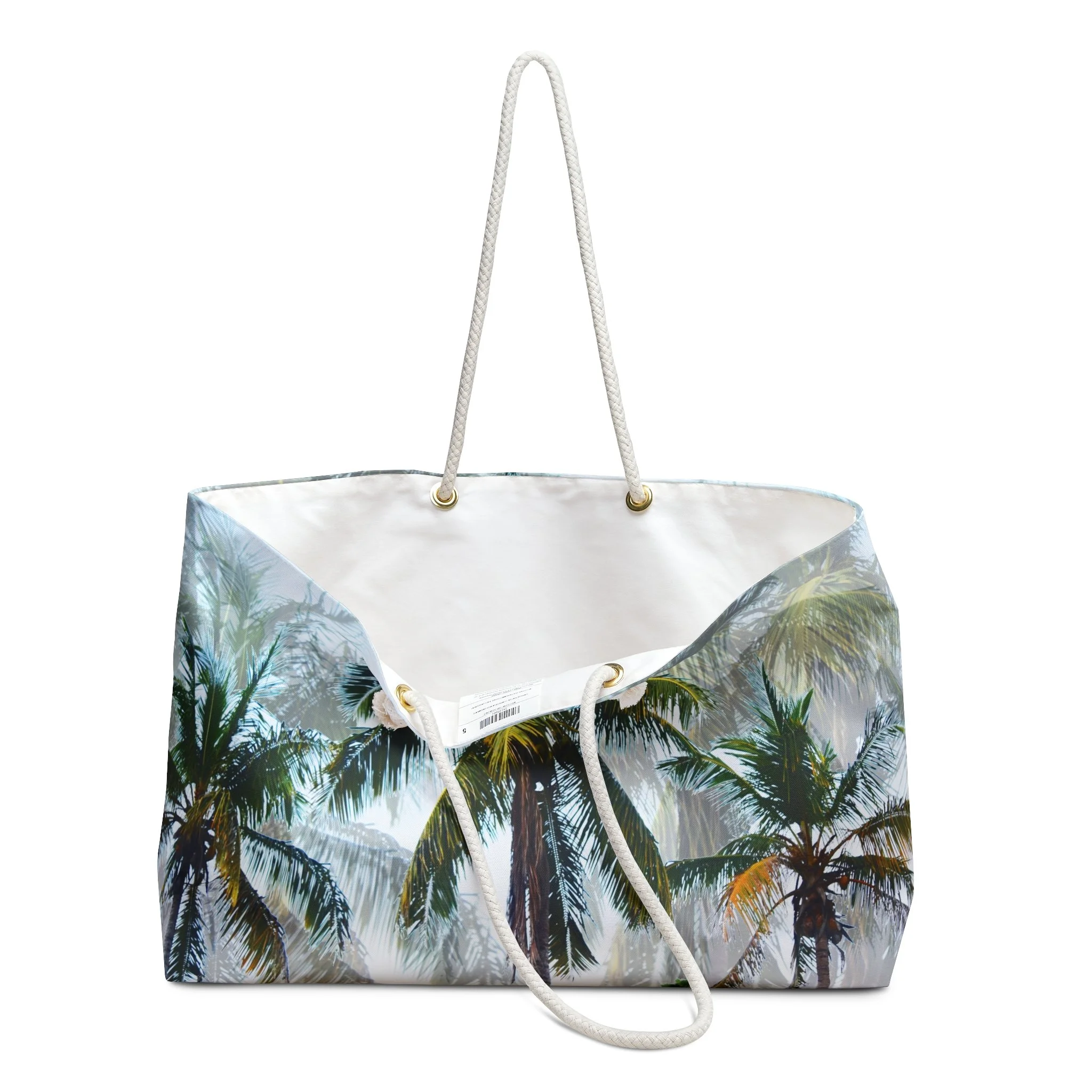 Palms of Paradise - Weekender Rope Handle Bag Open.png