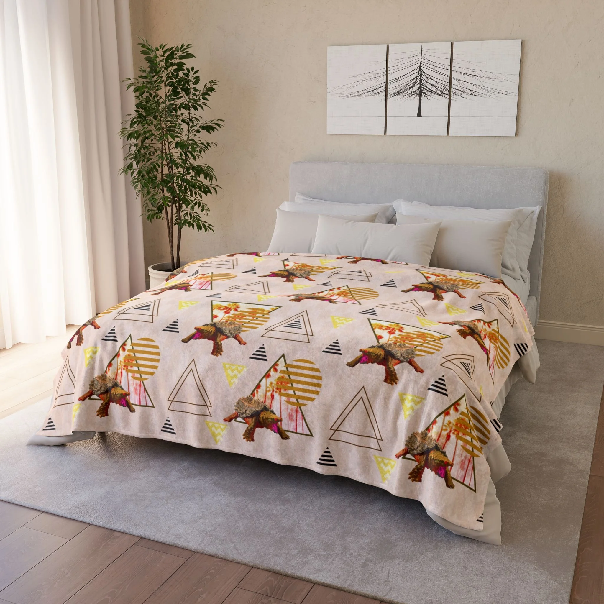 Fire Island Terrapins - Fleece Blanket - On Bed 2.png