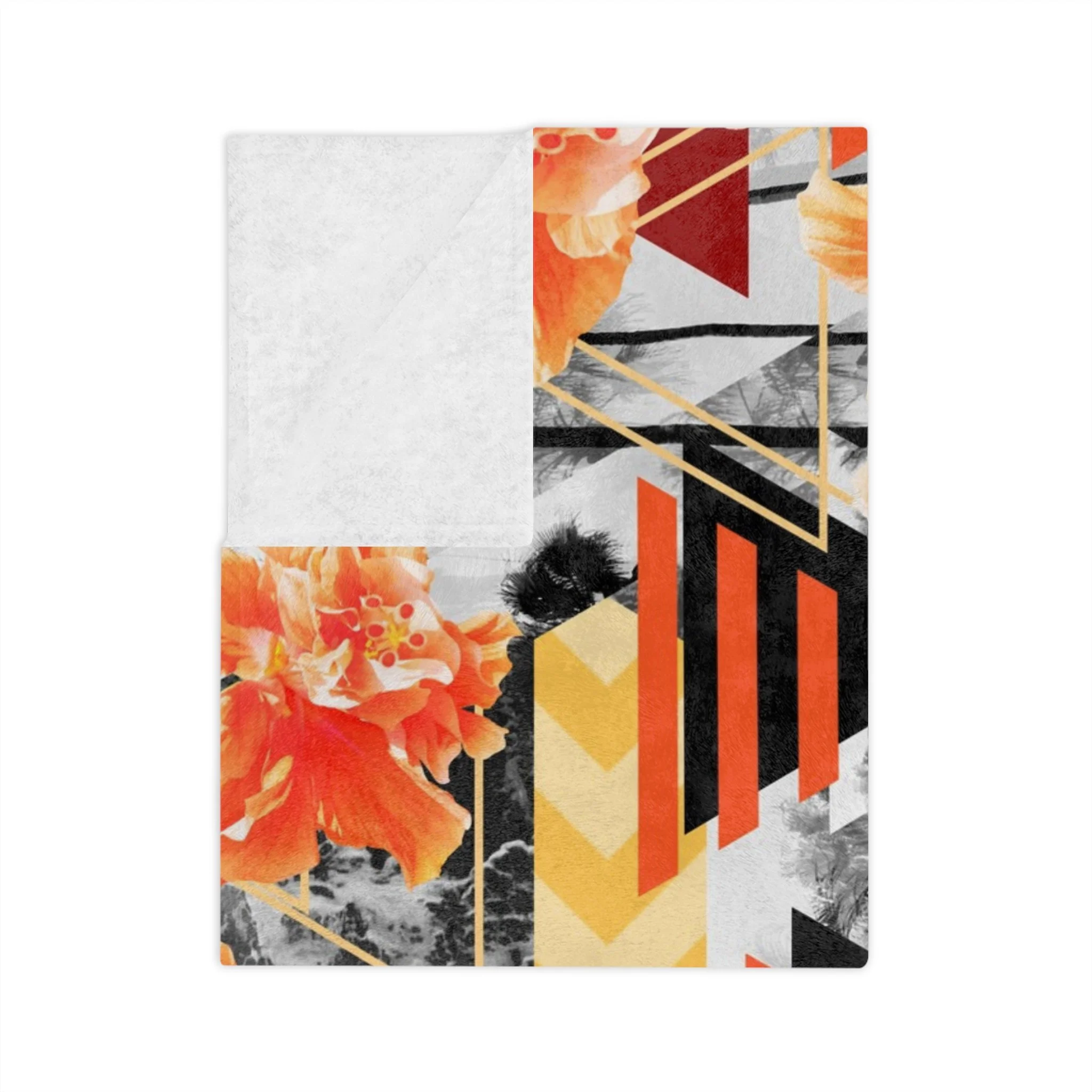 Wild Orange Hibiscus - Fleece Blanket Folded.png